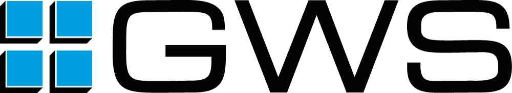 Logo des Unternehmens GWS mit blauer und schwarzer Gestaltung.
