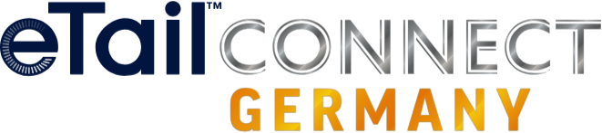 Logo von eTail CONNECT Germany, mit blauer, grauer und oranger Schrift.