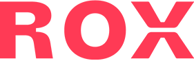 Ein rotes Logo mit dem Text 'ROX' auf schwarzem Hintergrund.