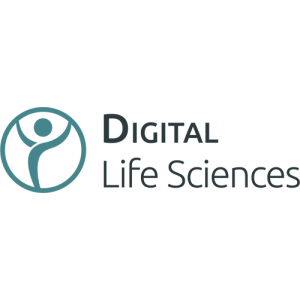 Das Logo der Firma Digital Life Sciences, bestehend aus einem stilisierten menschlichen Symbol in einem Kreis, gefolgt vom Text 'DIGITAL Life Sciences'