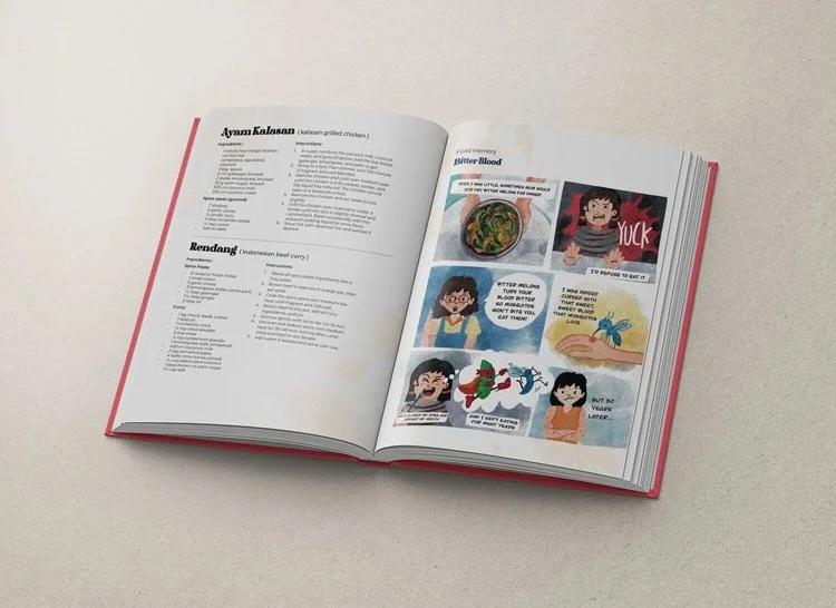 inside page with recipe and comic