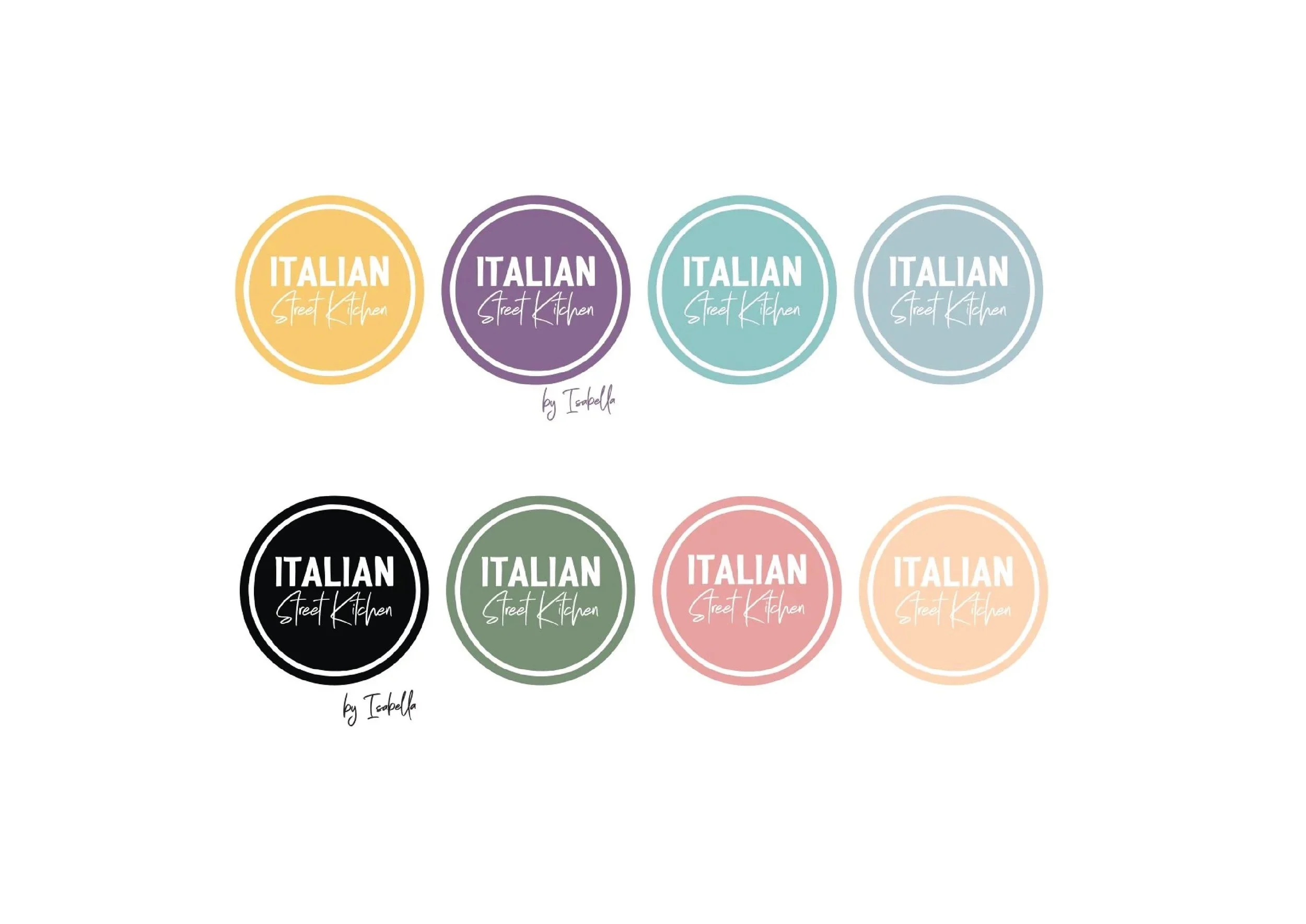 italian street kitchen logos in pastel colours