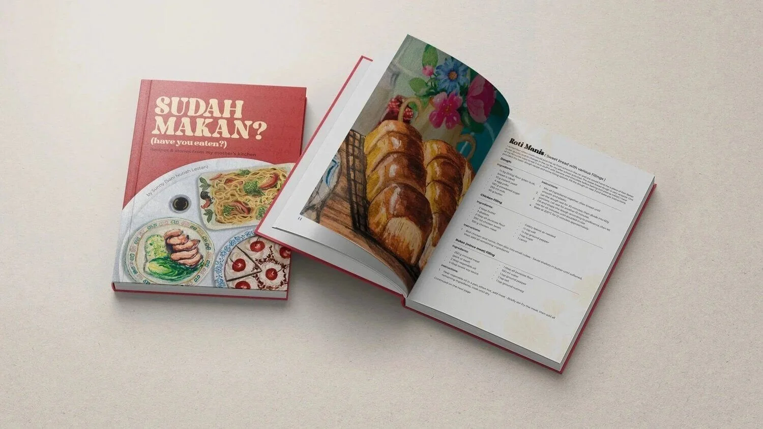 Hard cover books with the title sudah makan? (have you eaten?)