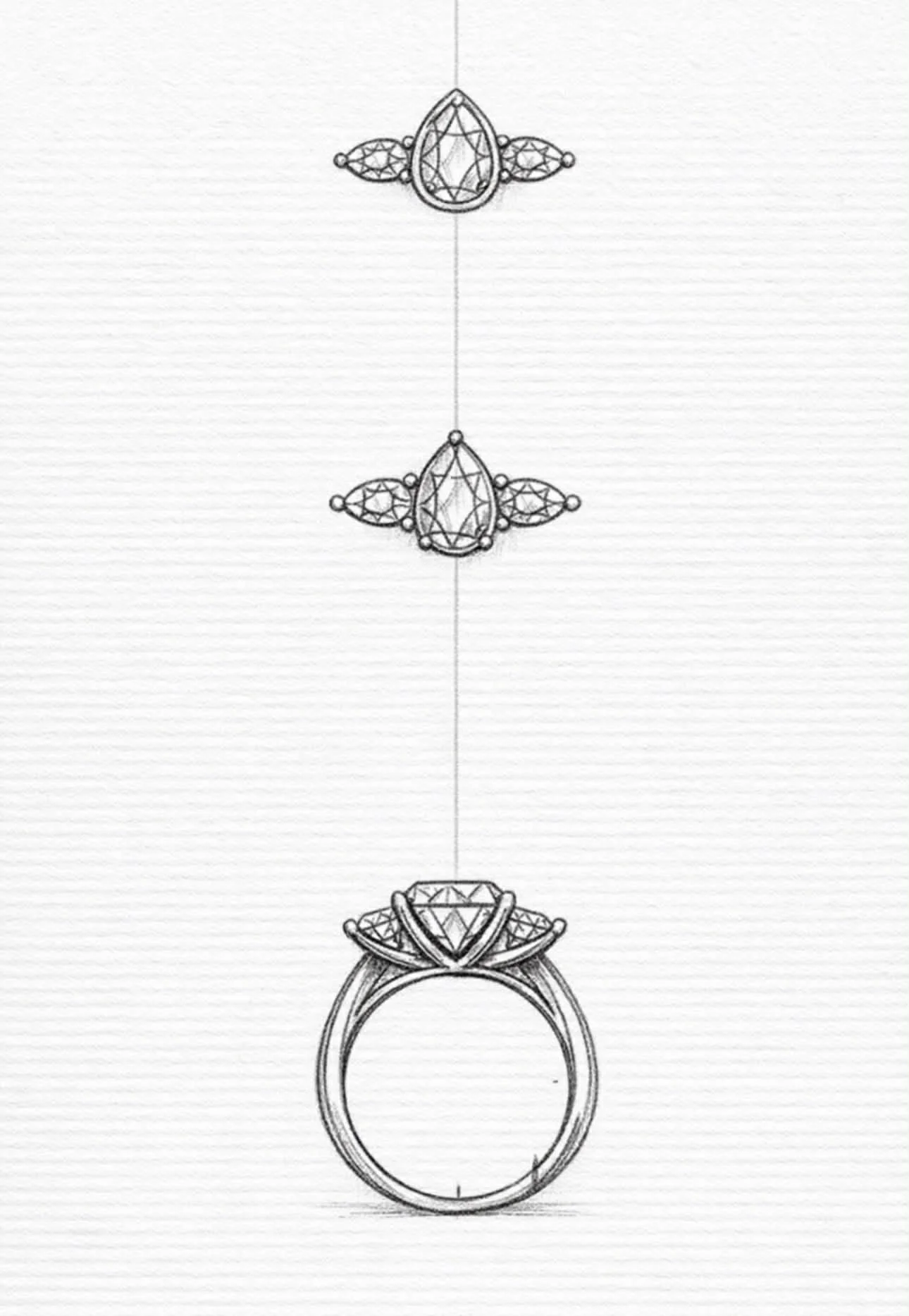 hand drawings sketching  pear shape ring beautiful unique