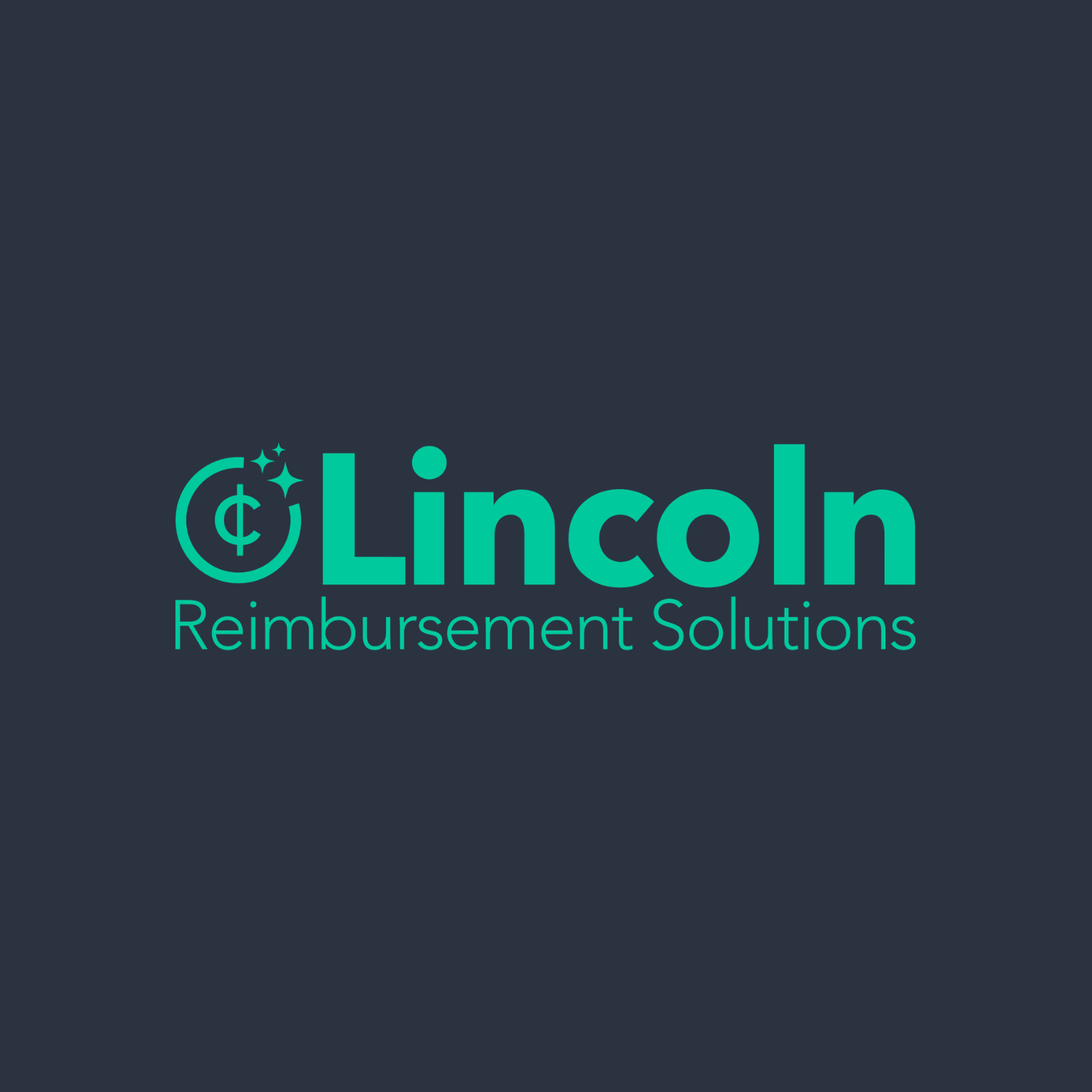 Logo for Lincoln Reimbursement Solutions featuring a stylized dollar sign with stars and the name in teal text on a dark background.