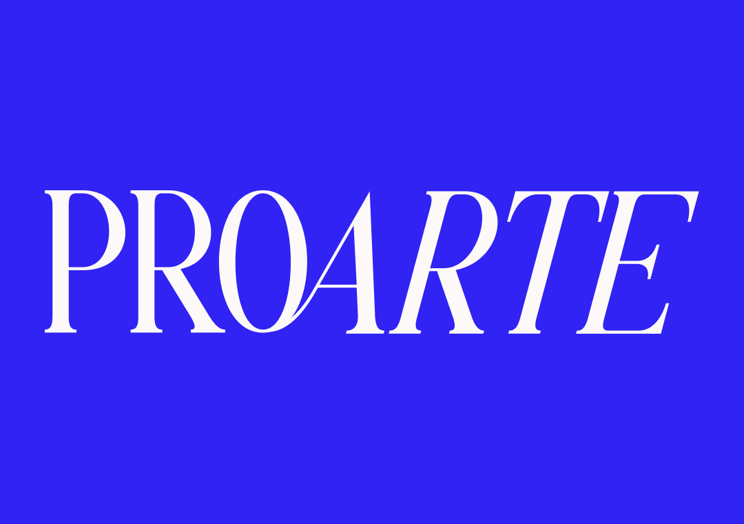 Texto en fondo azul con la palabra 'PROARTE' en letras blancas y curvadas.