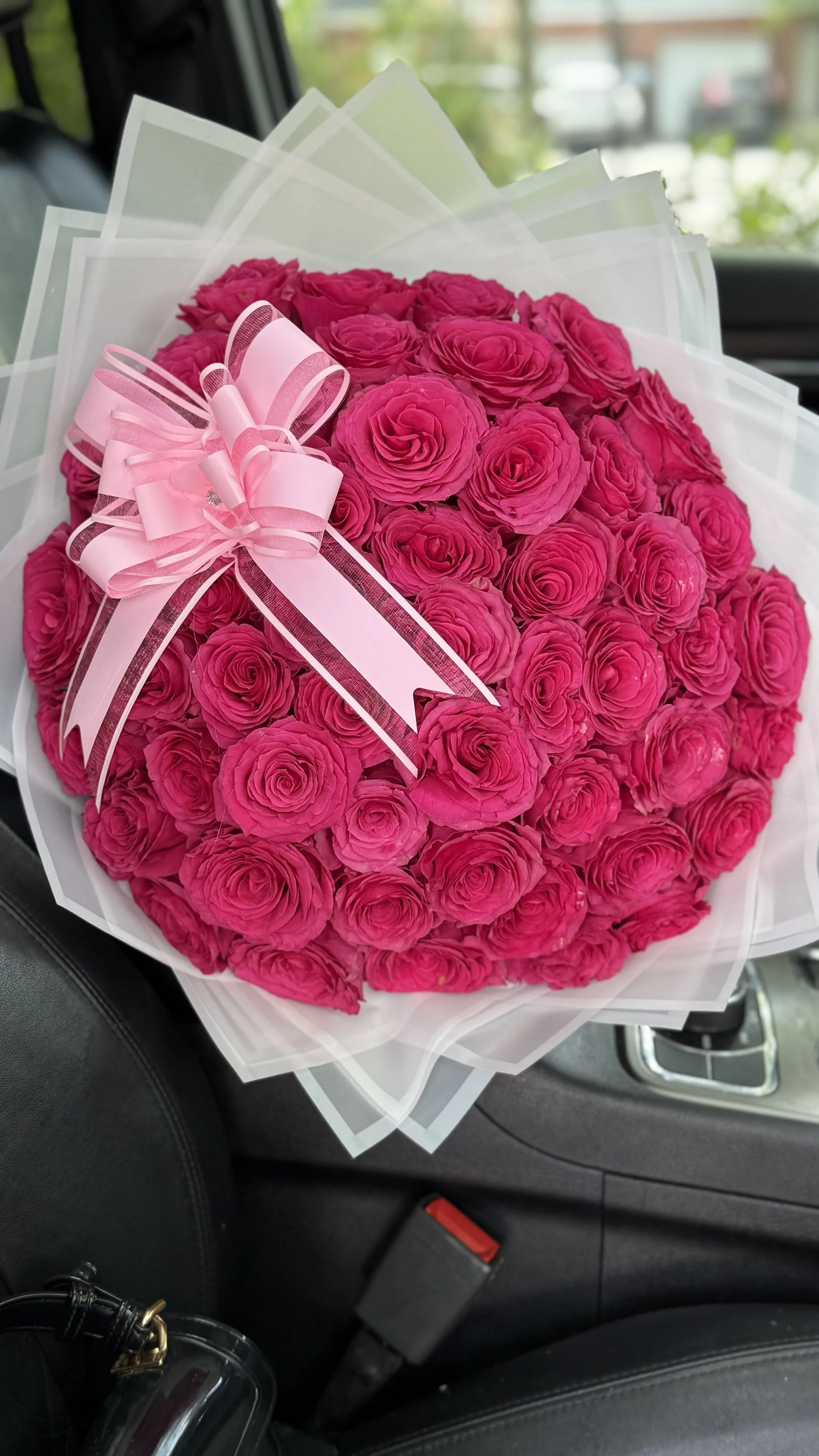 50 Hot Pink Rose Bouquet