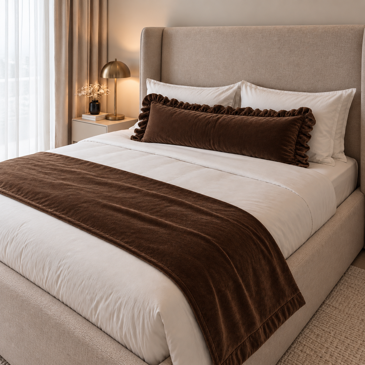 Frill Bolster with Runner (chocolate)