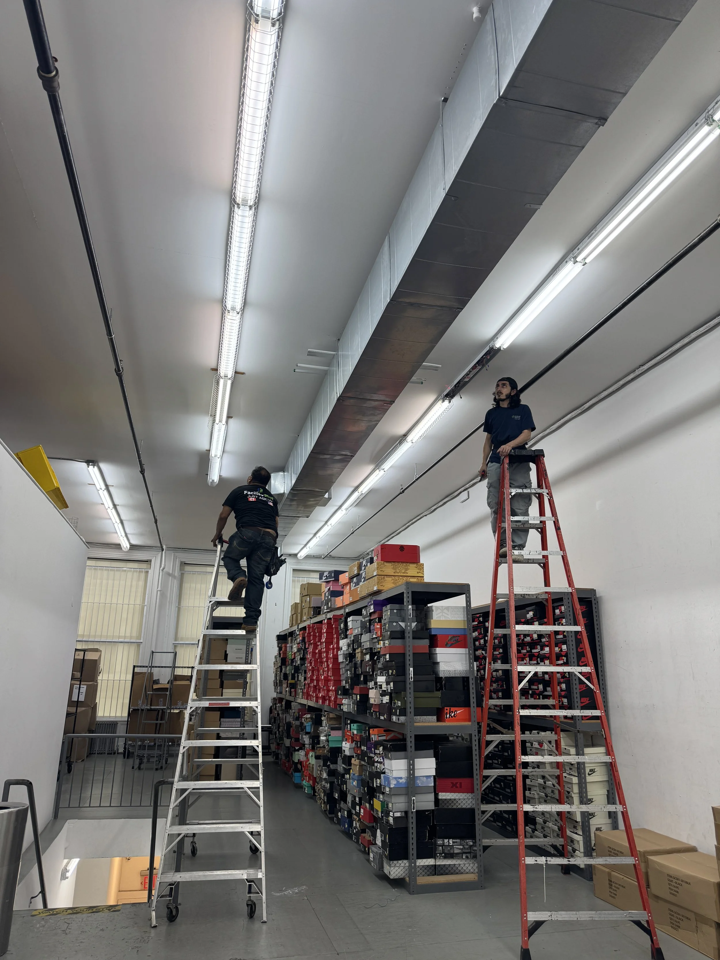 Commercial maintenance project performed by Conquest Management, including lighting, electrical work, and facility improvements for a retail environment in New York City.