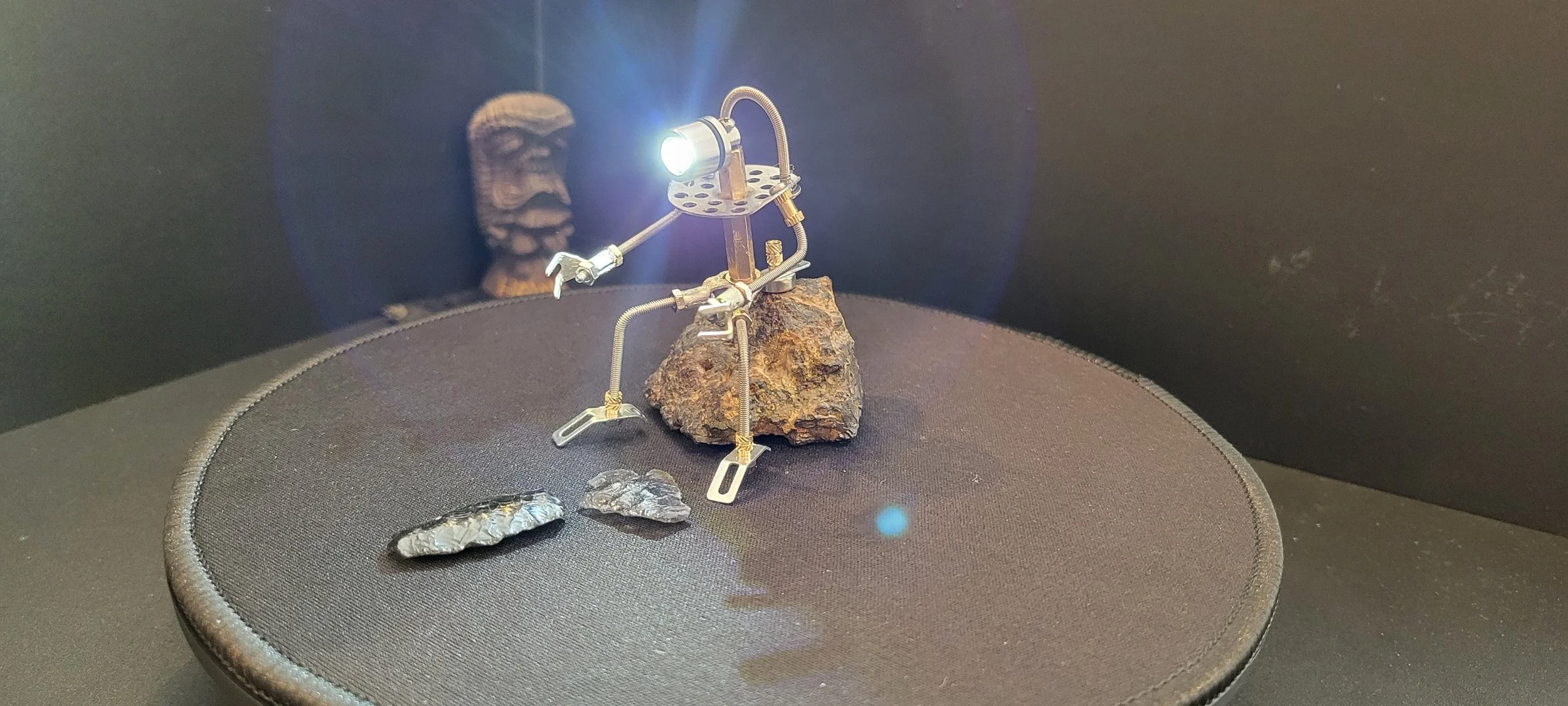 Hand-Built Robot Figurine with LED light