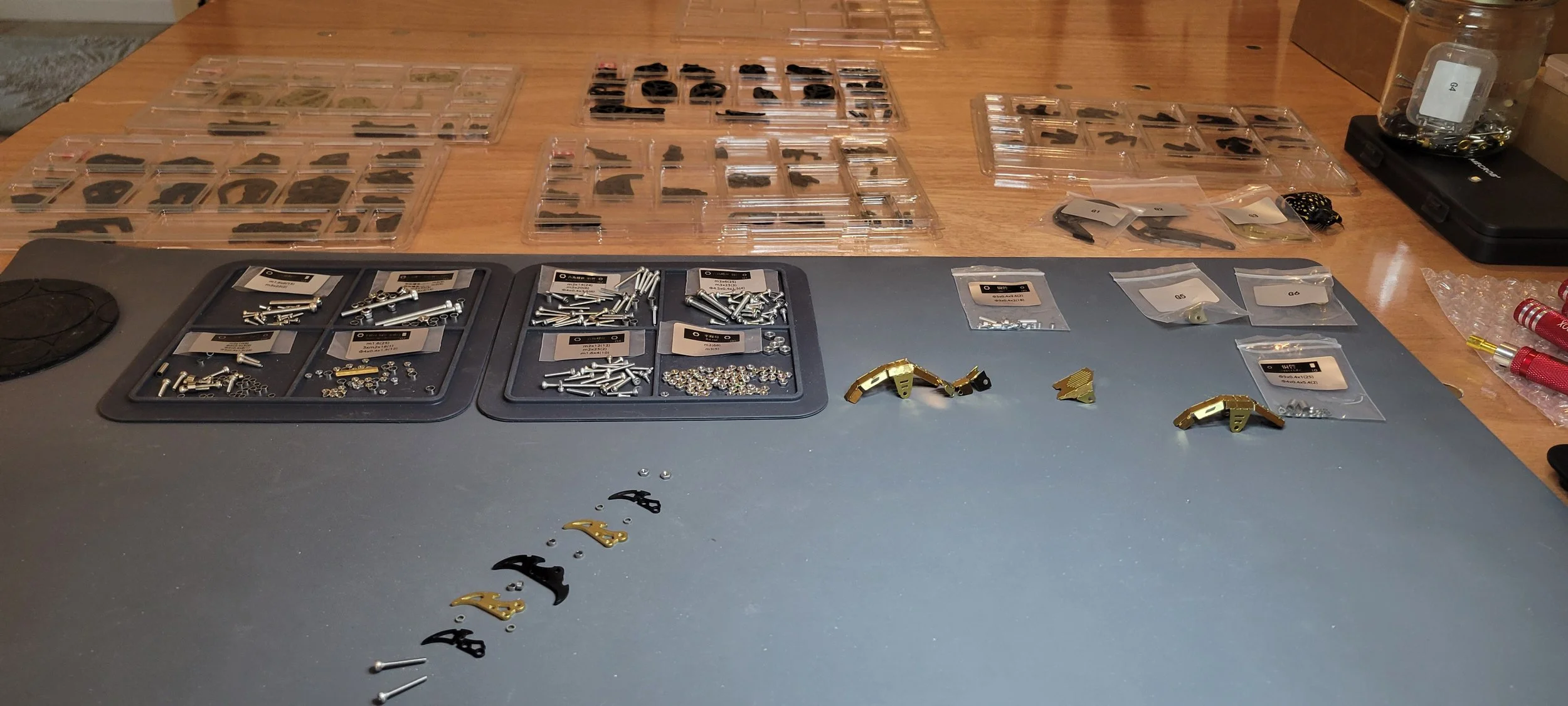 Lining up the small pieces for the next metal puzzle