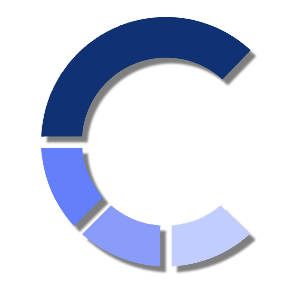 A circular infographic chart with segments in various shades of blue, illustrating different data categories.