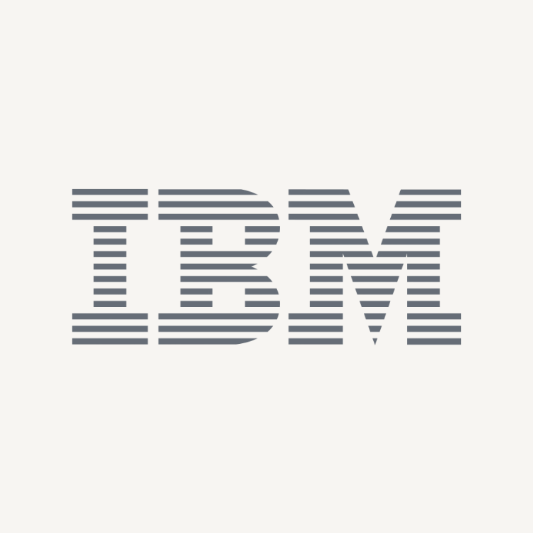 IBM logo with horizontal lines on a light background.