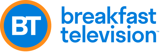 BT Breakfast Television logo with a blue circle containing a white 'BT' and the words 'breakfast television' to the right.