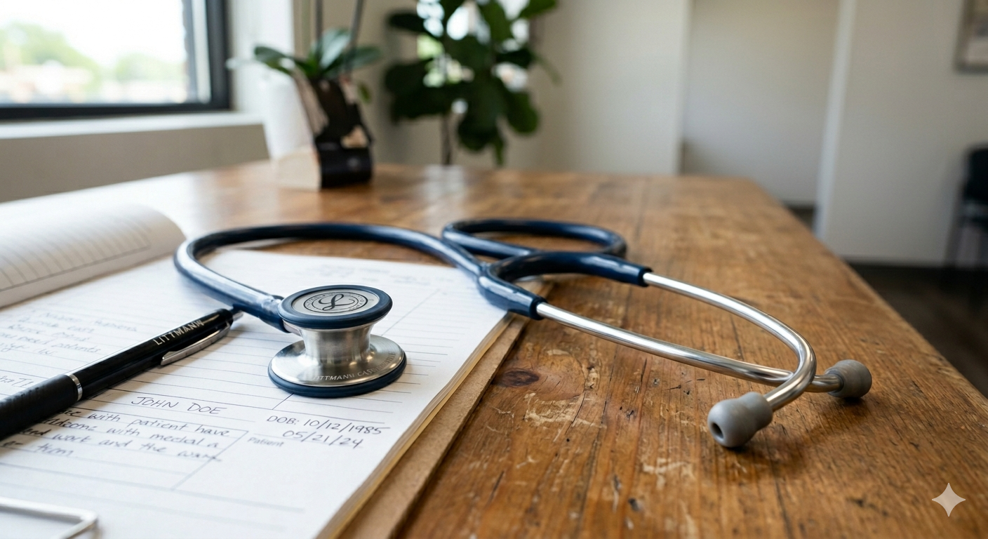 stethoscope on a table