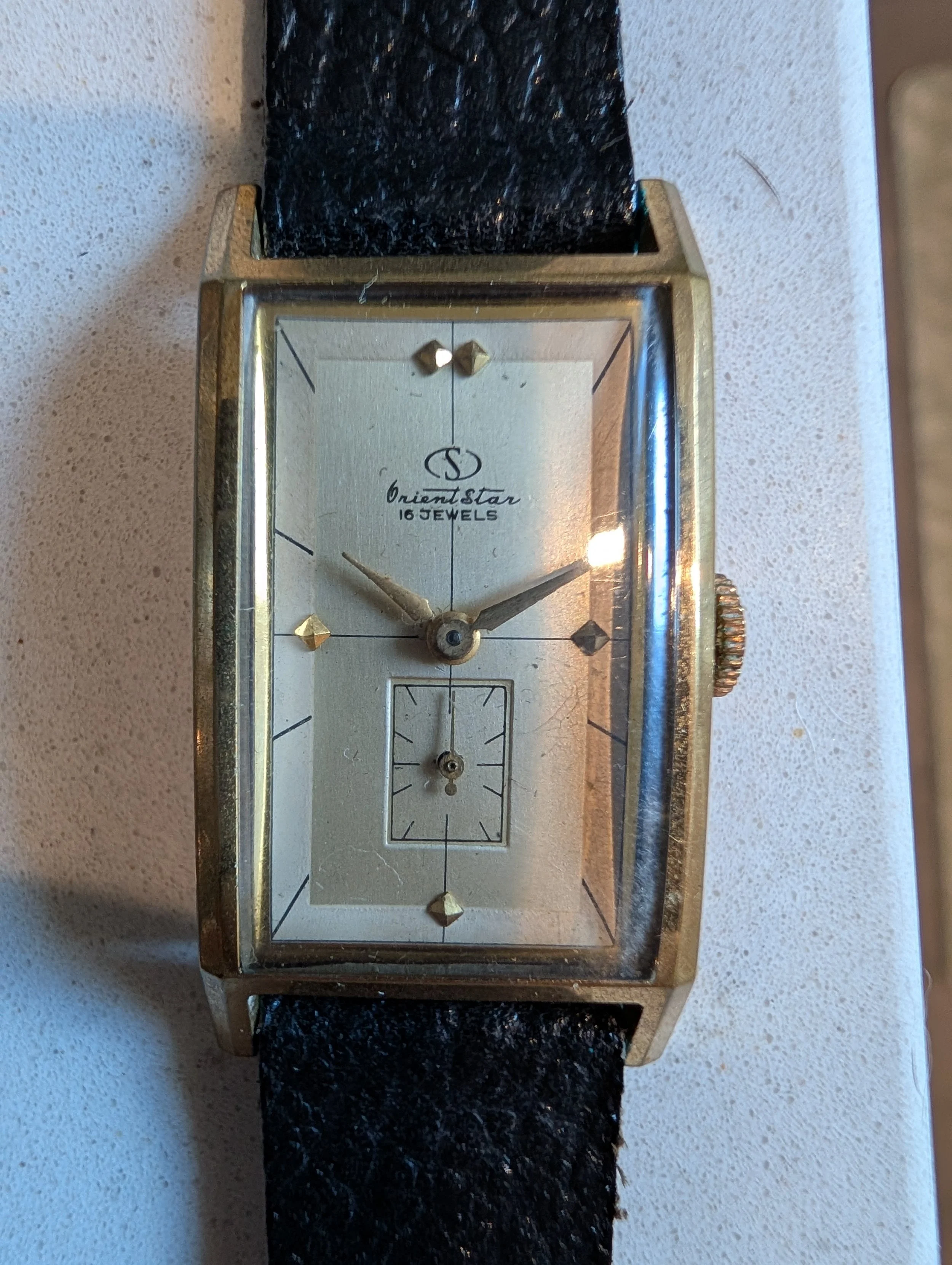 Orient Star 16 Jewels Vintage Tank Style Dress Watch Small Seconds Manual Wind