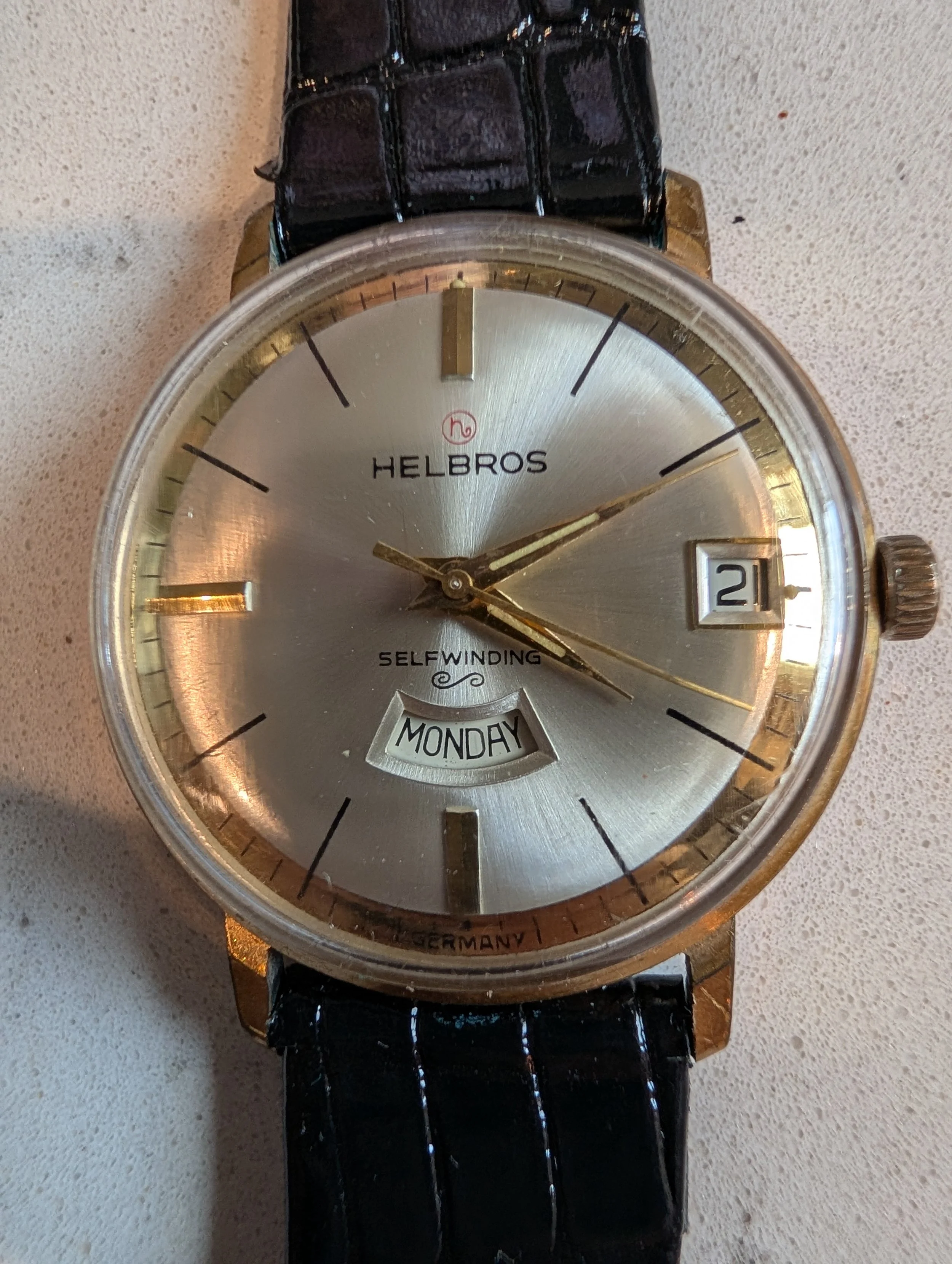 Helbros Selfwinding Day Date Automatic Vintage Watch