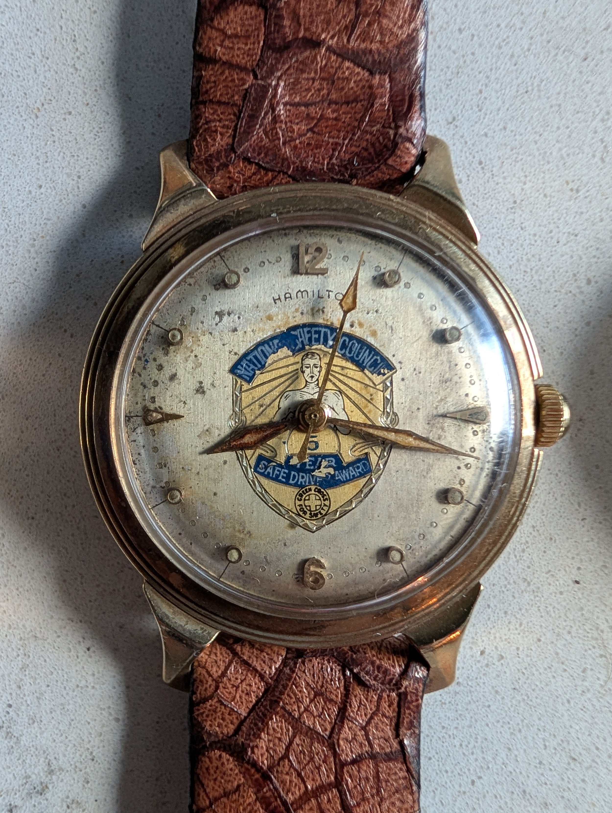 Vintage Hamilton National Safety Council Safe Driver Award Radium Dial Watch