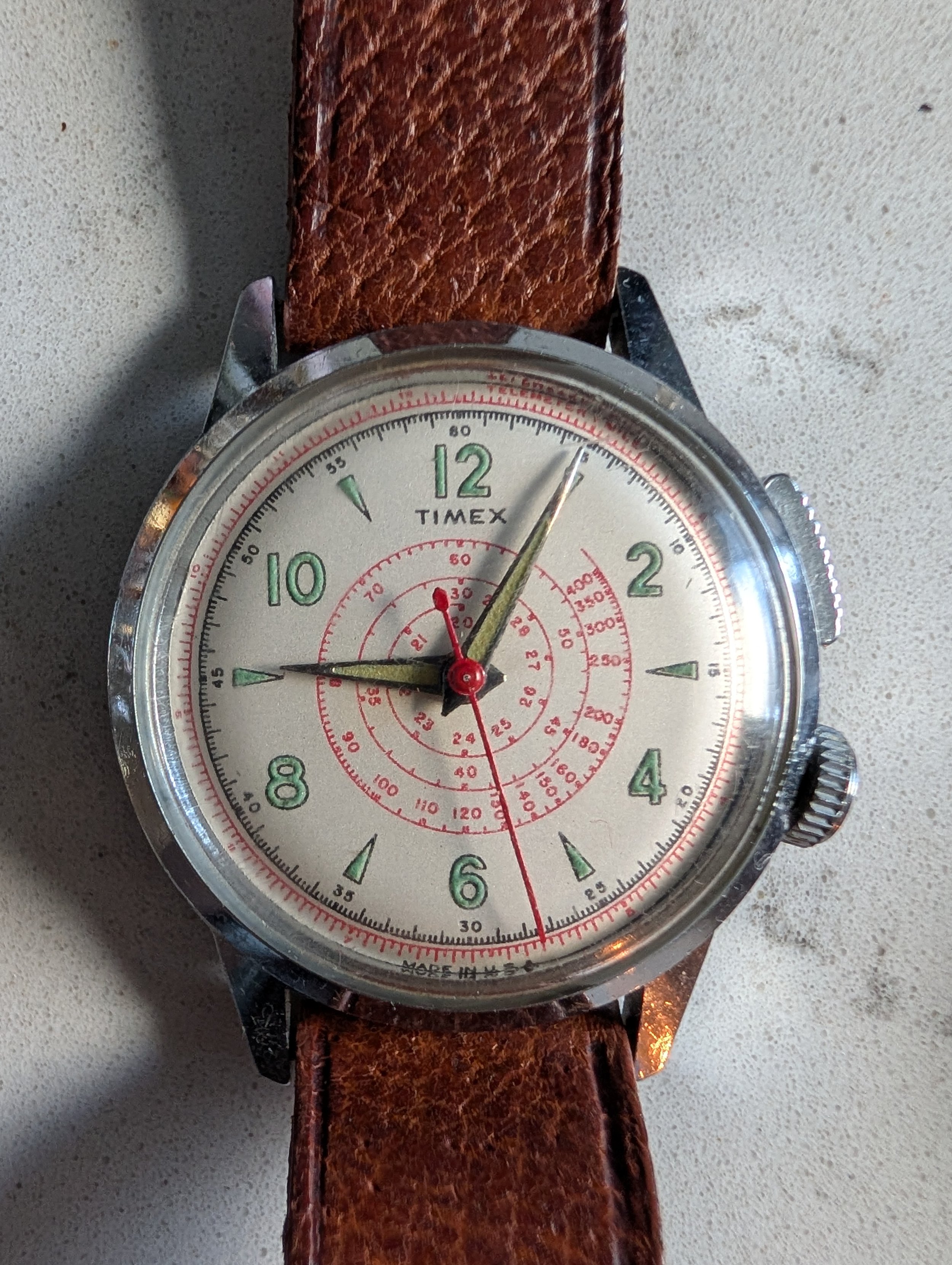 Vintage Timex U.S. Time Radium Dial Watch Military Style Running Original Lume
