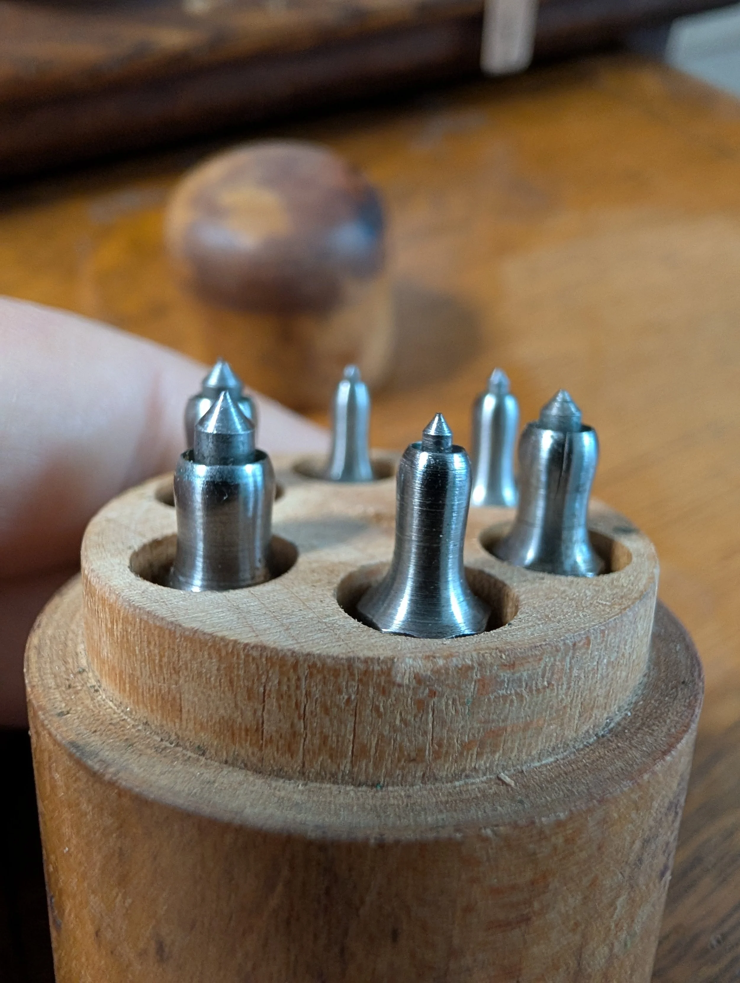 Vintage French Watchmaker's Pivot Hole Closing Punch Set - 6 Piece image 3