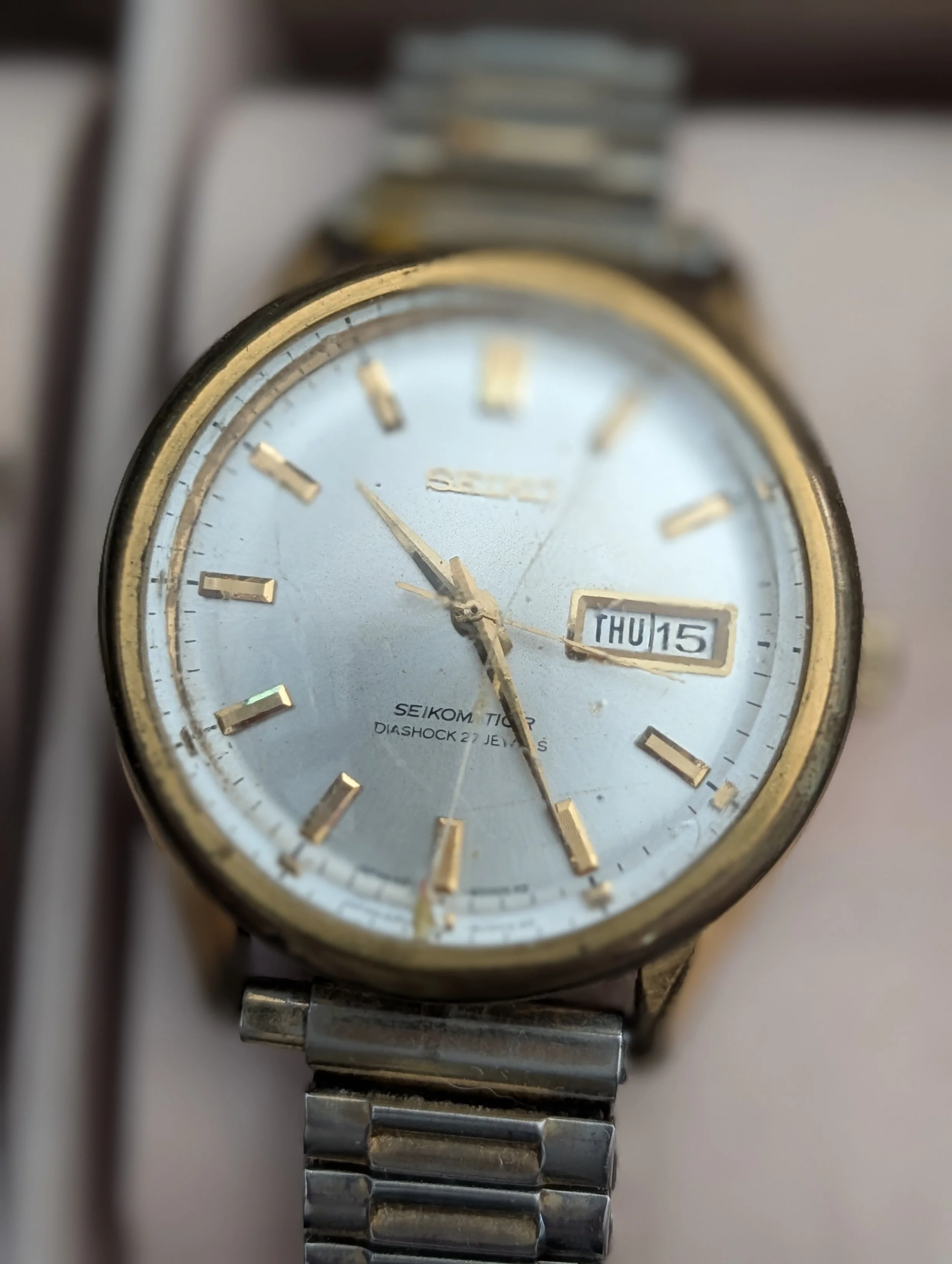 Seiko Seikomatic Diashock 27 Jewel Day Date Automatic