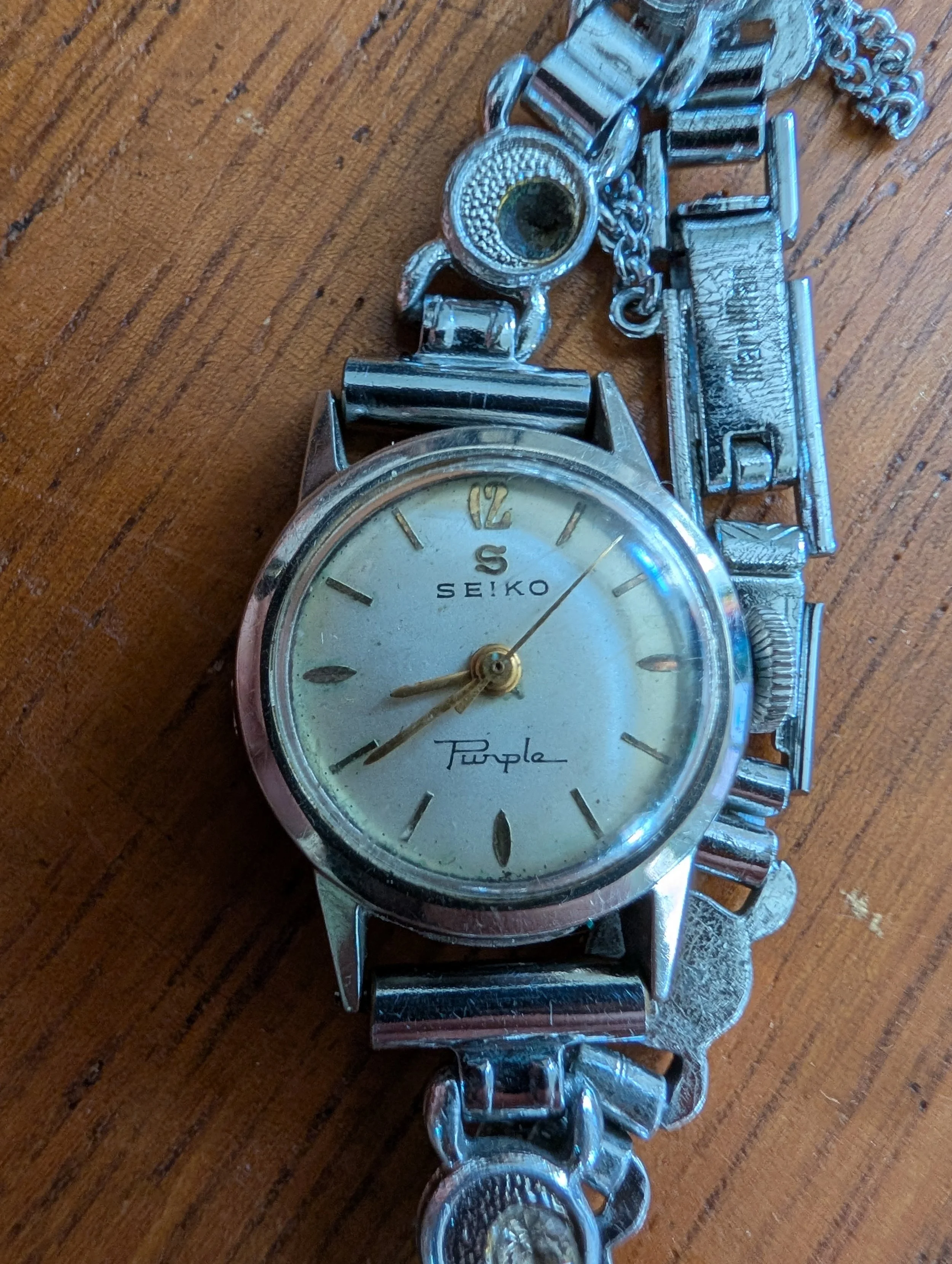Vintage Seiko Purple Ladies Mechanical Watch | Original Bracelet | Mid Century Japanese Watch