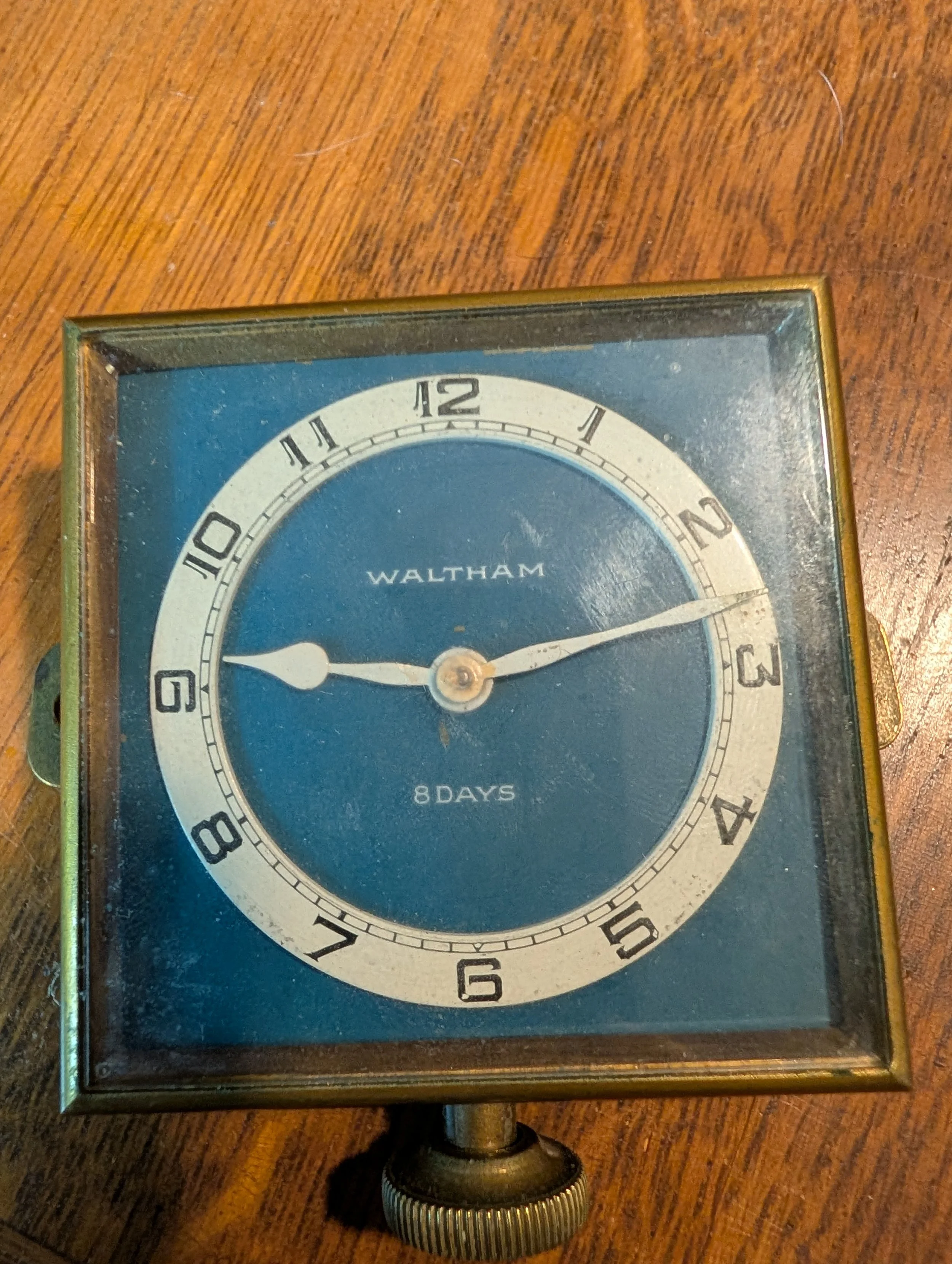 Waltham 8 Day Art Deco Dashboard Clock | Running Antique Automobile Clock