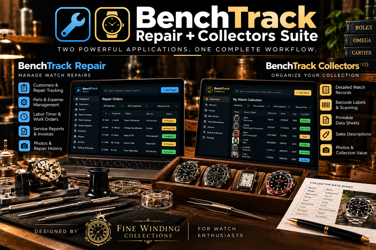 BenchTrack Repair + Collectors Suite