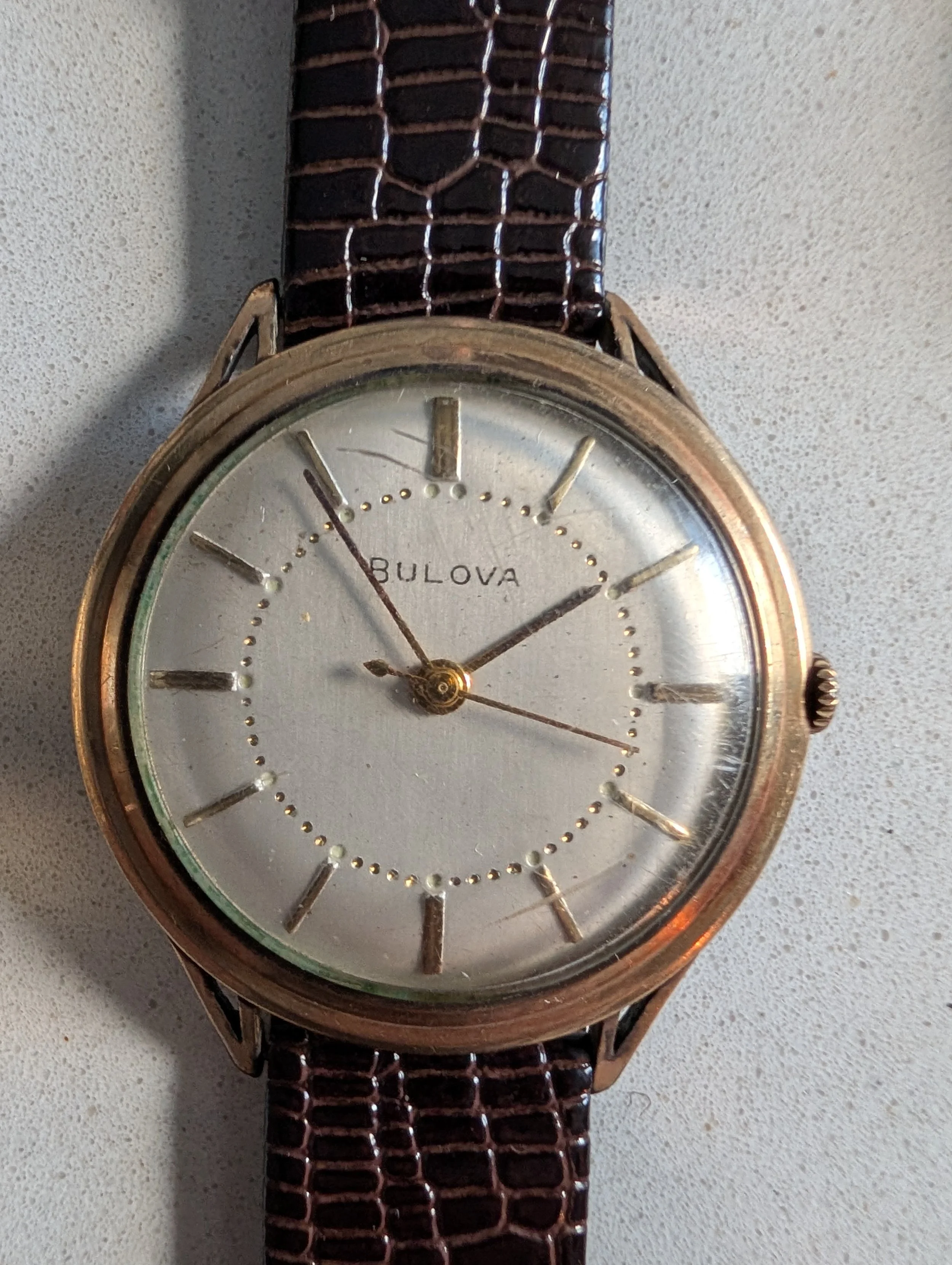 Vintage Bulova 10K Rolled Gold Dress Watch Running Mid Century Minimalist