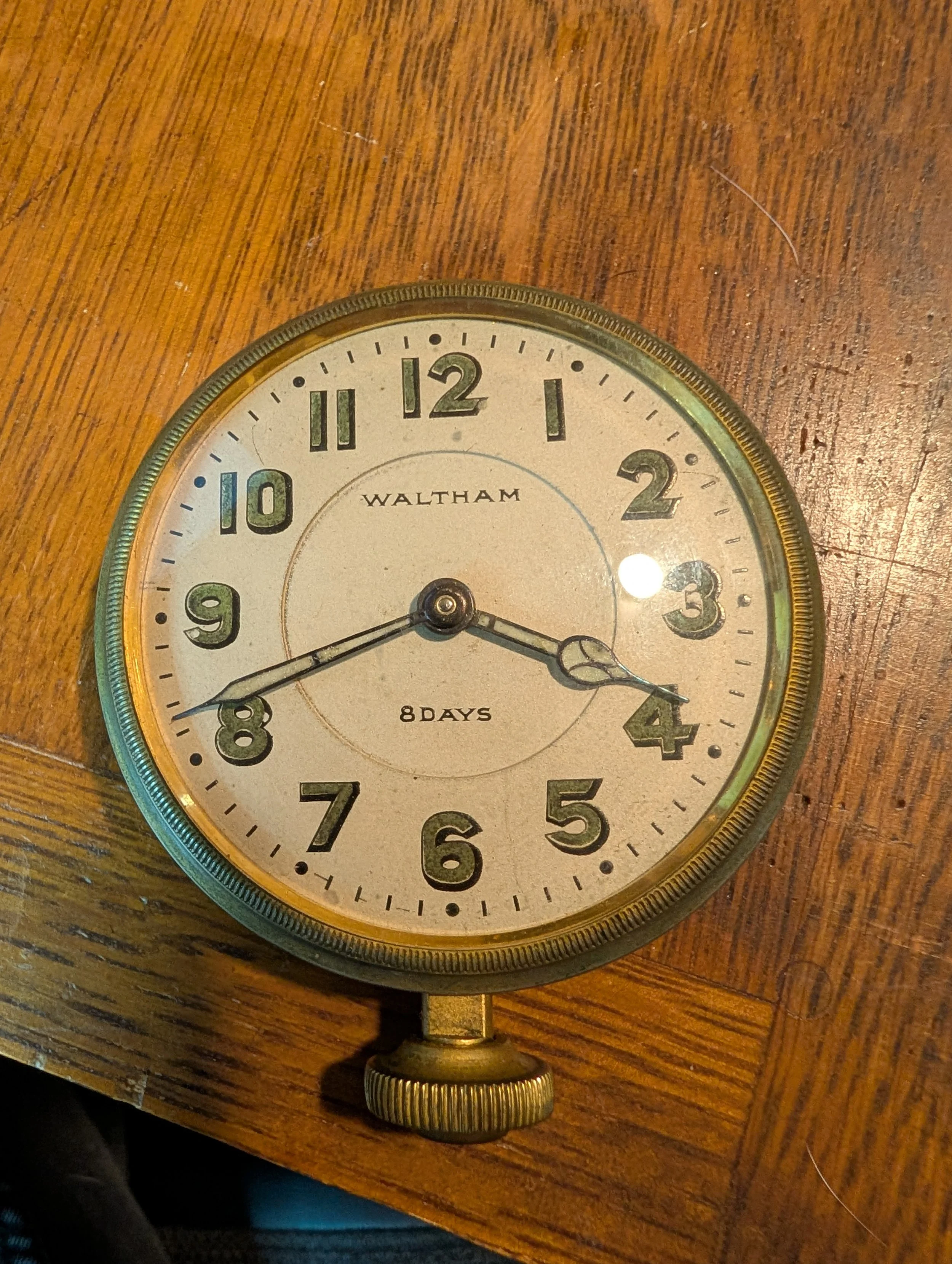 Waltham 8 Day Automobile Clock | Running Antique Dashboard Clock | Radium Hands