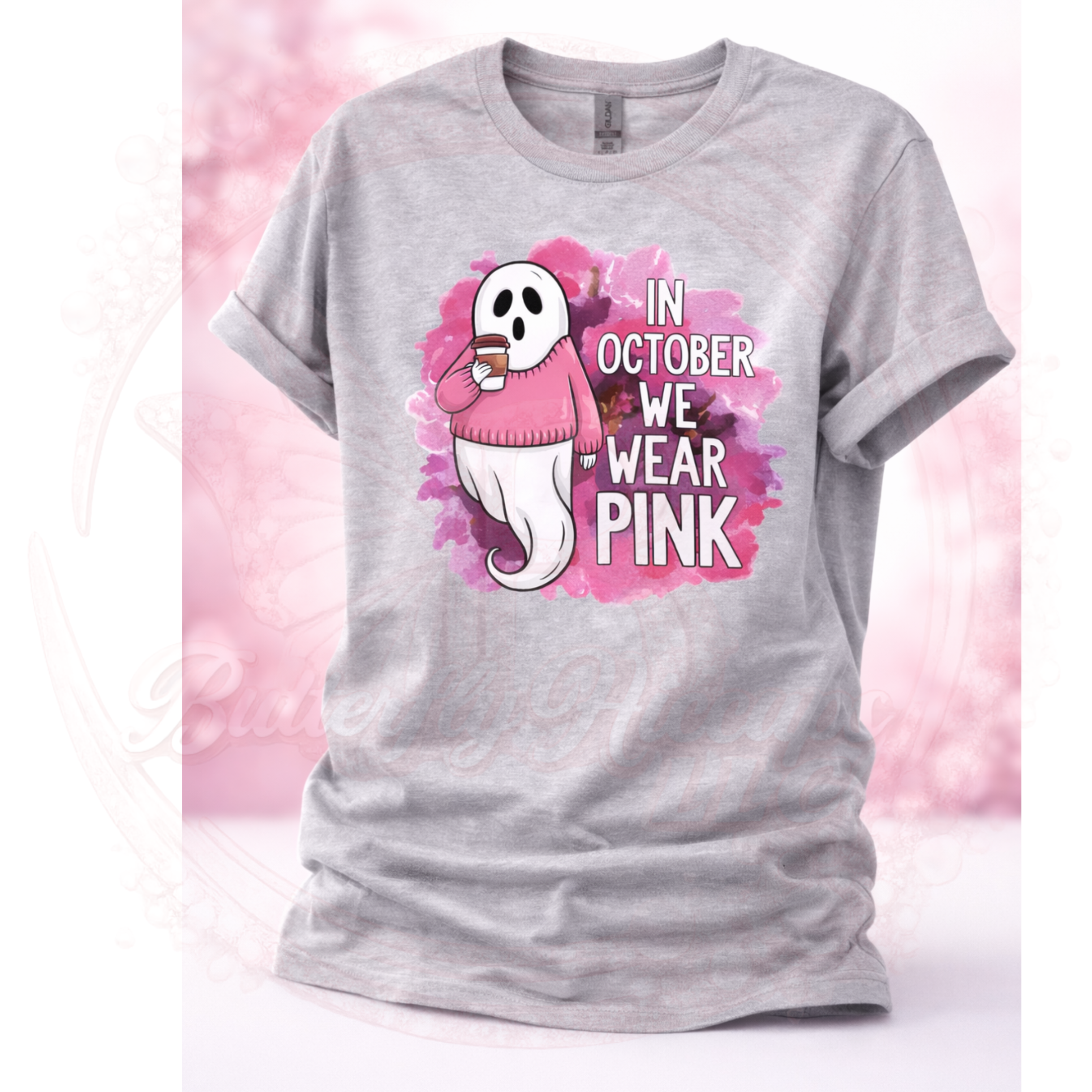 In October We Wear Awareness Ghost Graphic T-Shirt.png