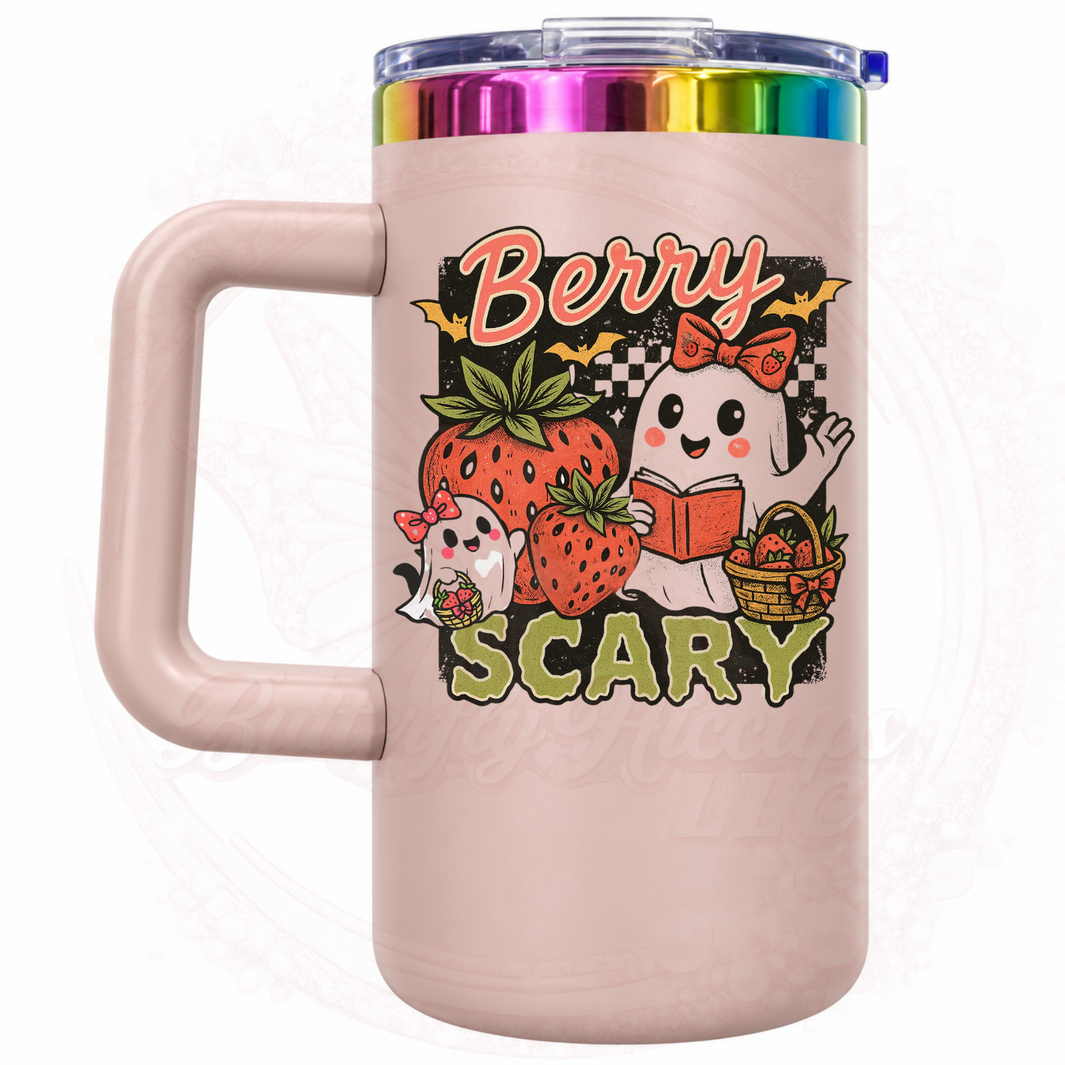 'Berry Scary' Ghost   20 oz Stainless Steel Insulated Mug with Handle