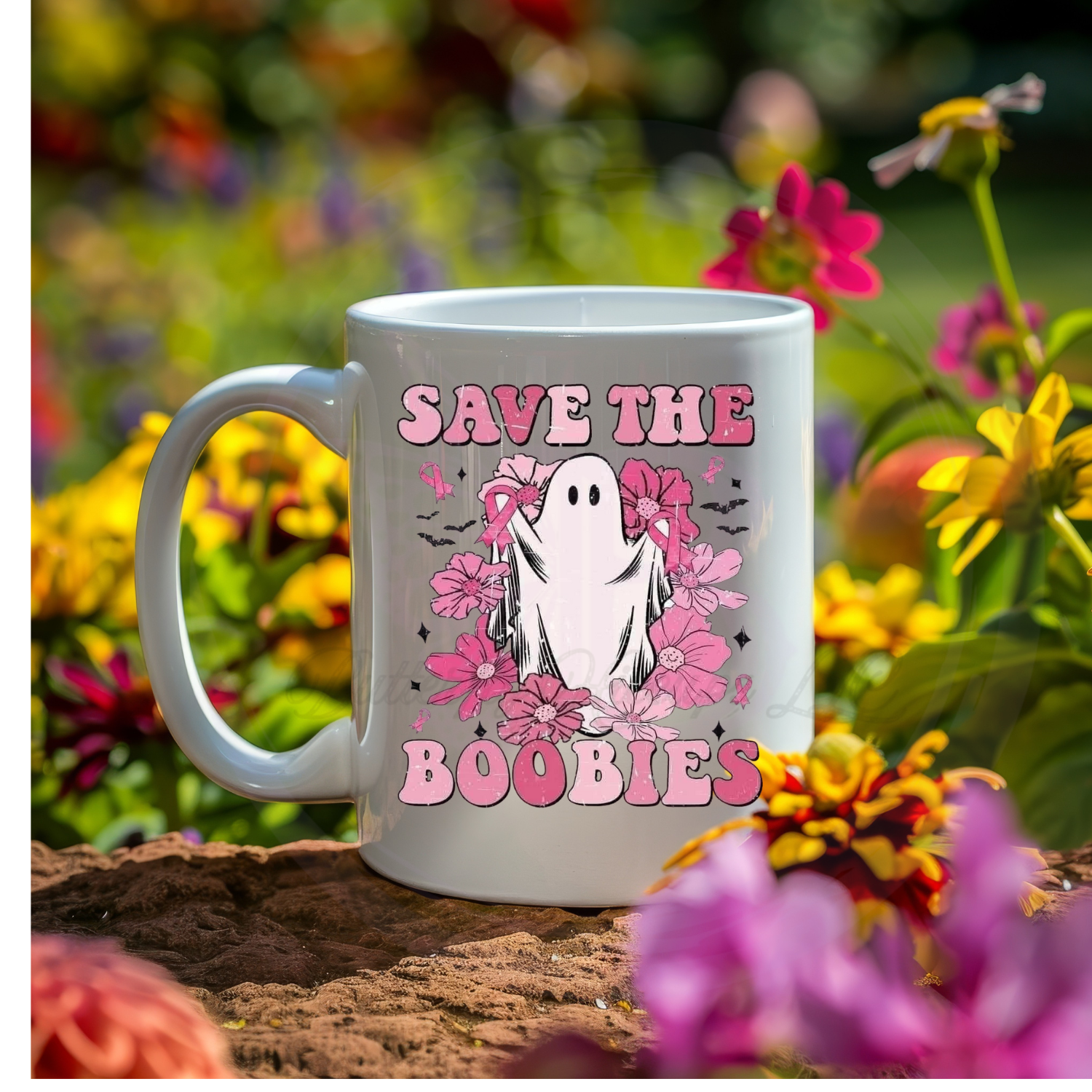 Save the Boobies Ghost Mug