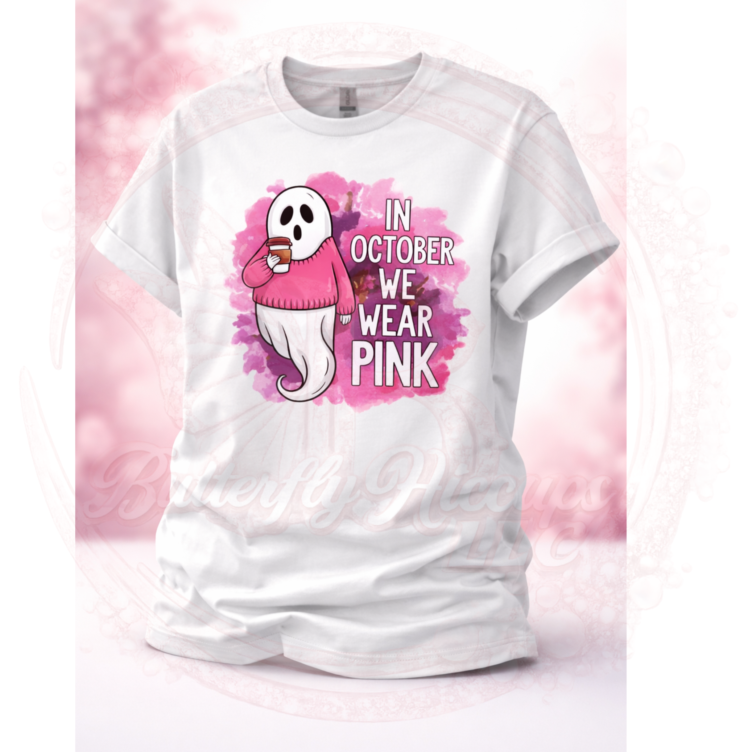 'In October We Wear Pink' Ghost T-shirt