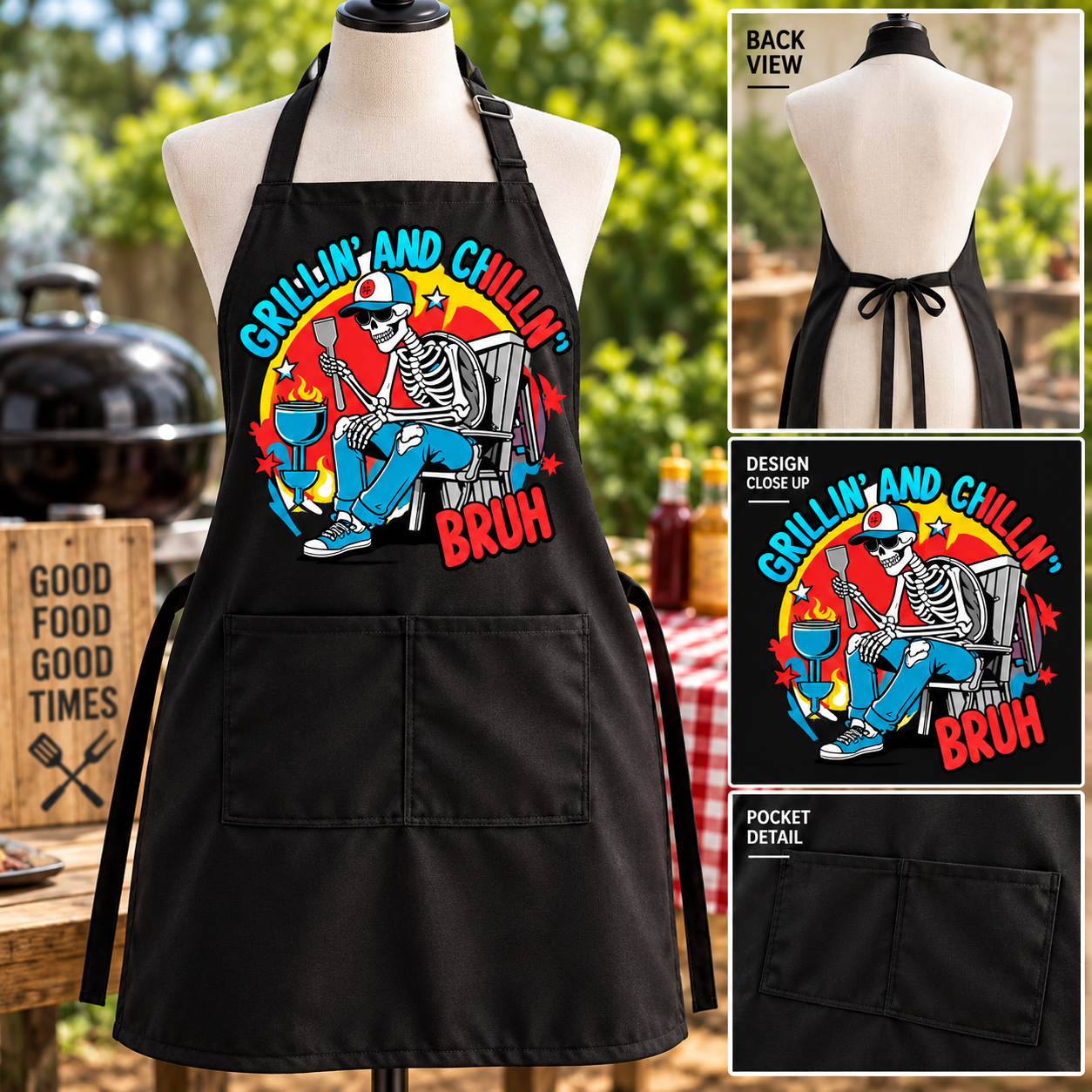 'Grillin’ and Chillin’ Bruh' Barbecue Apron
