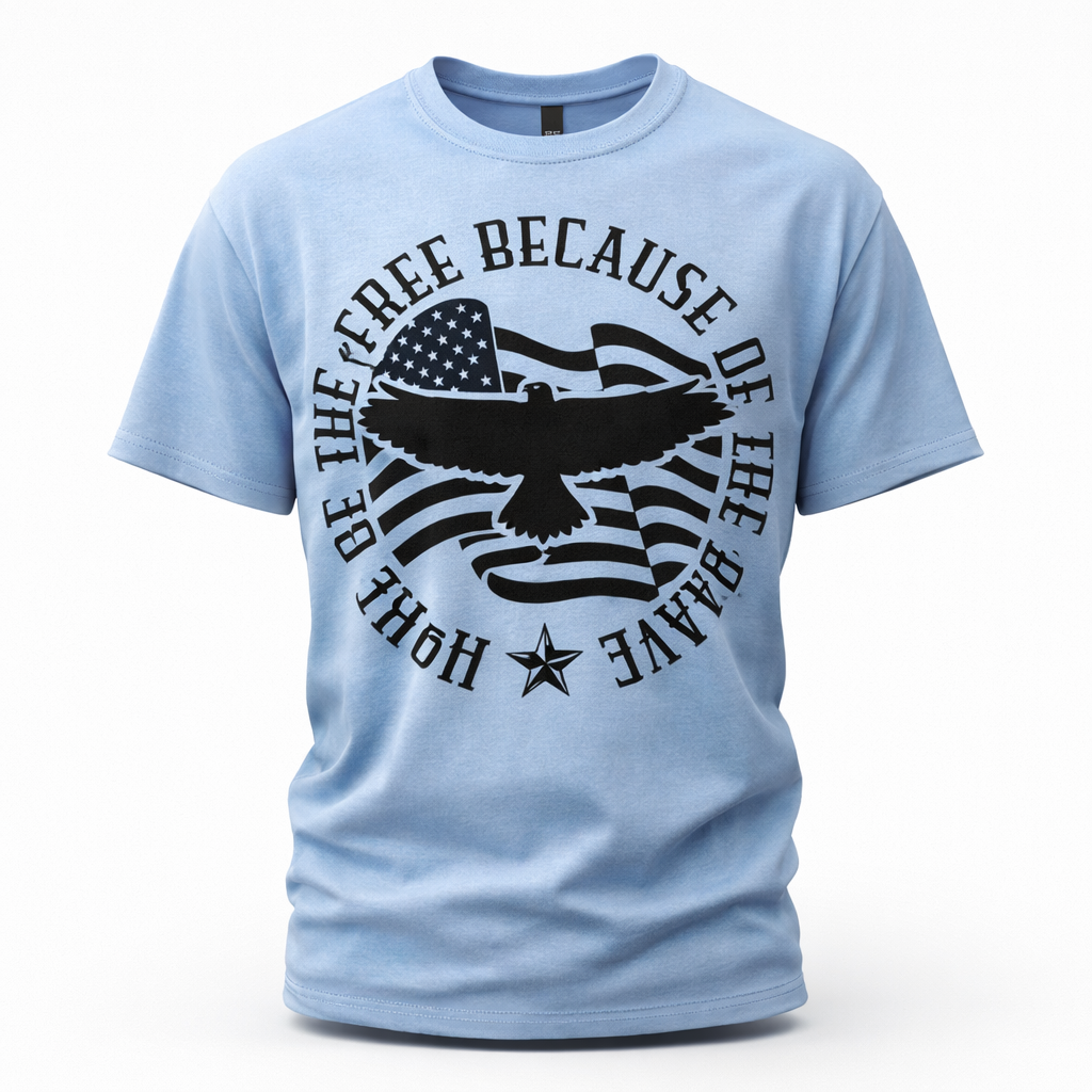 Home of the Free Because of the Brave – Patriotic Eagle 3D Red T-Shirt (1).png