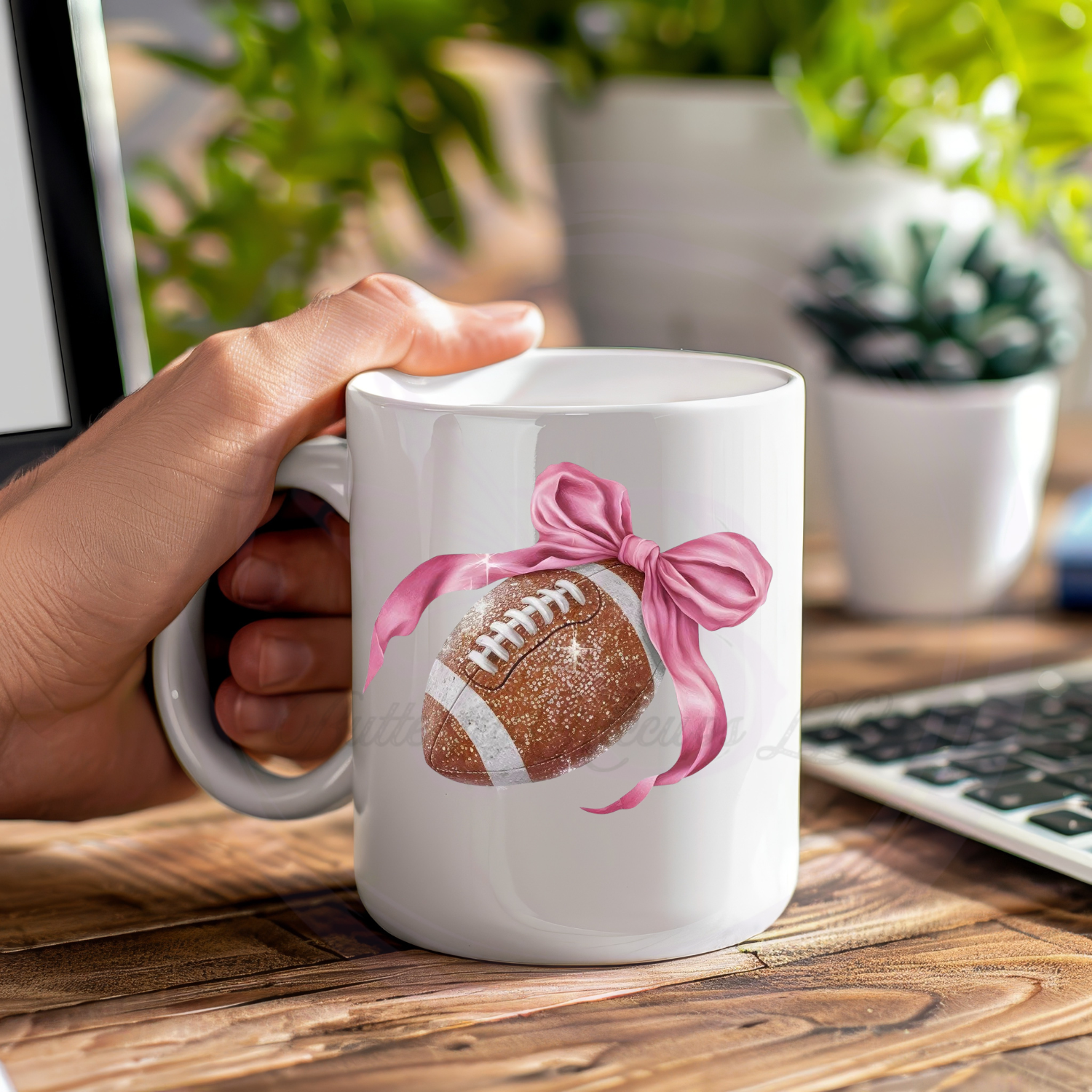 Glitter Football Ceramic Mug
