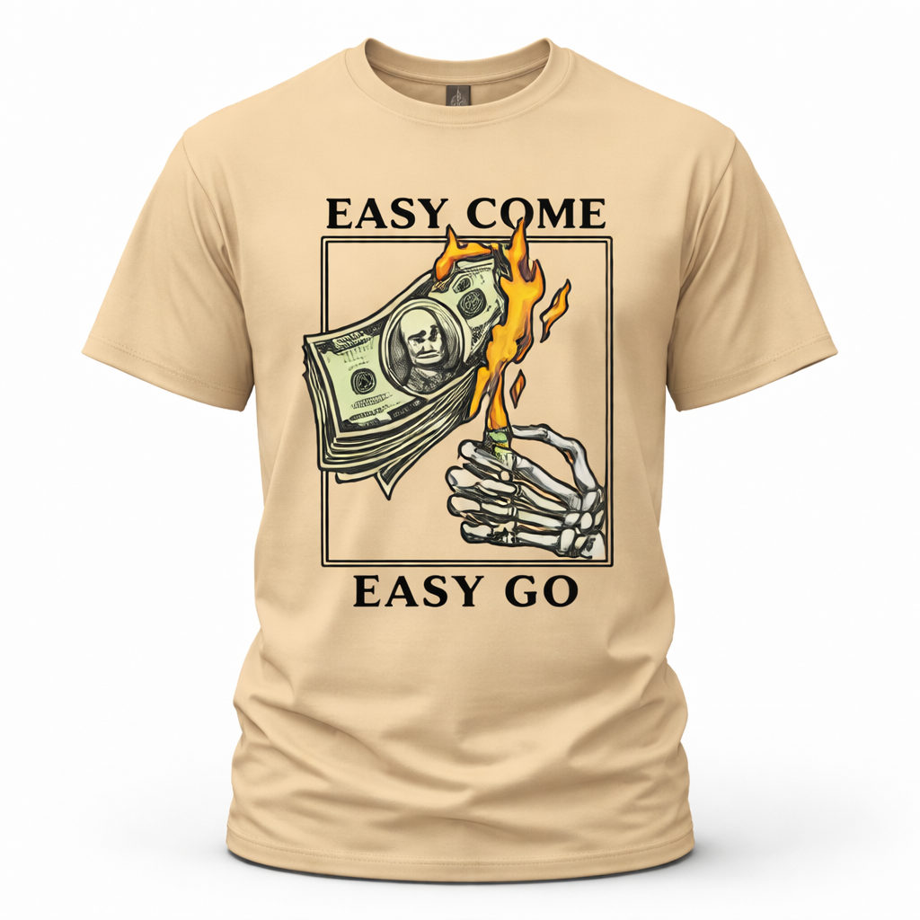 Easy Come Easy Go – Burning Money Skeleton Hand 3D Red T-Shirt (2).png