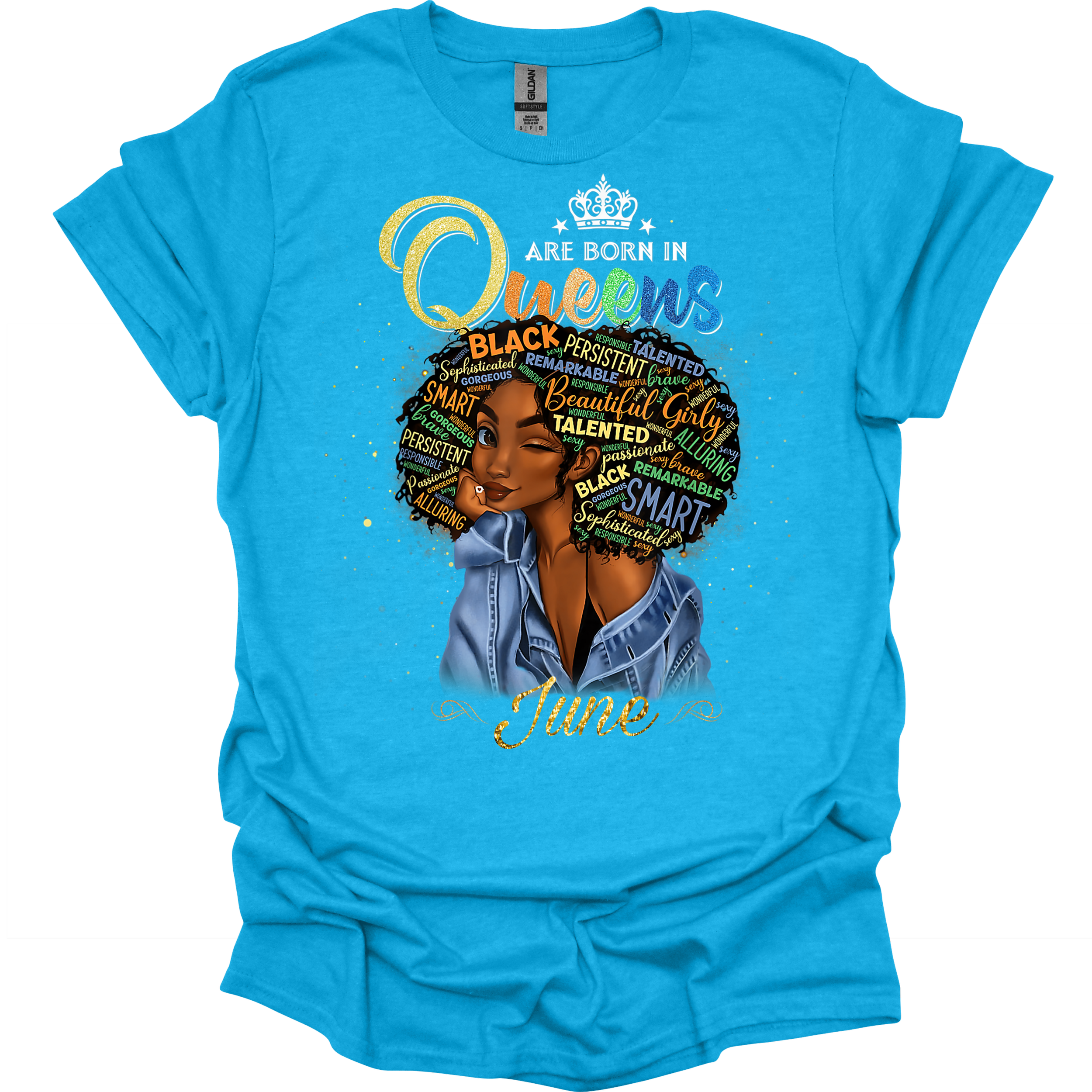 Born in June Queen Women’s T-Shirt _ Black Girl Magic Birthday Tee.png