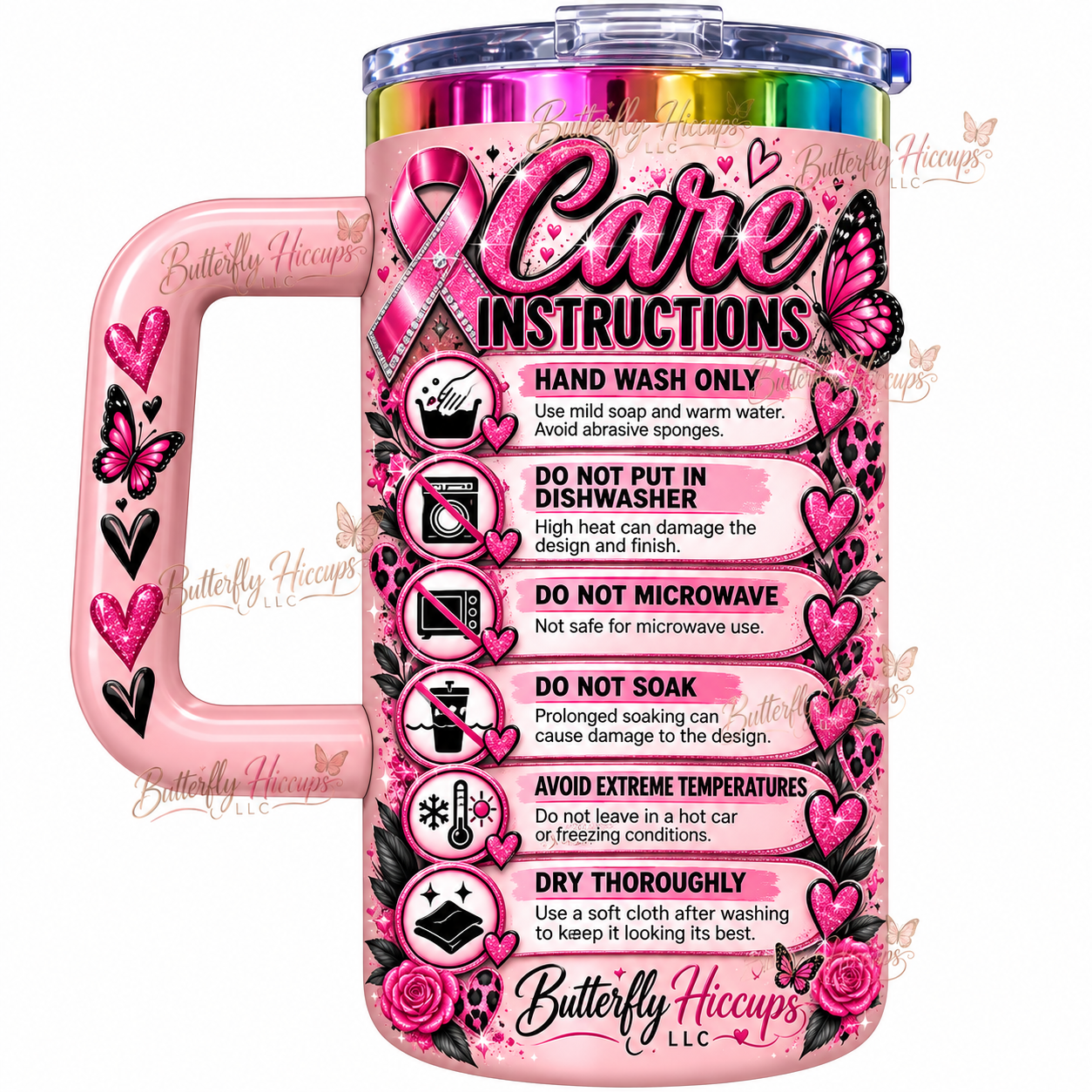 Pink Glitter Care Instructions Tumbler.png
