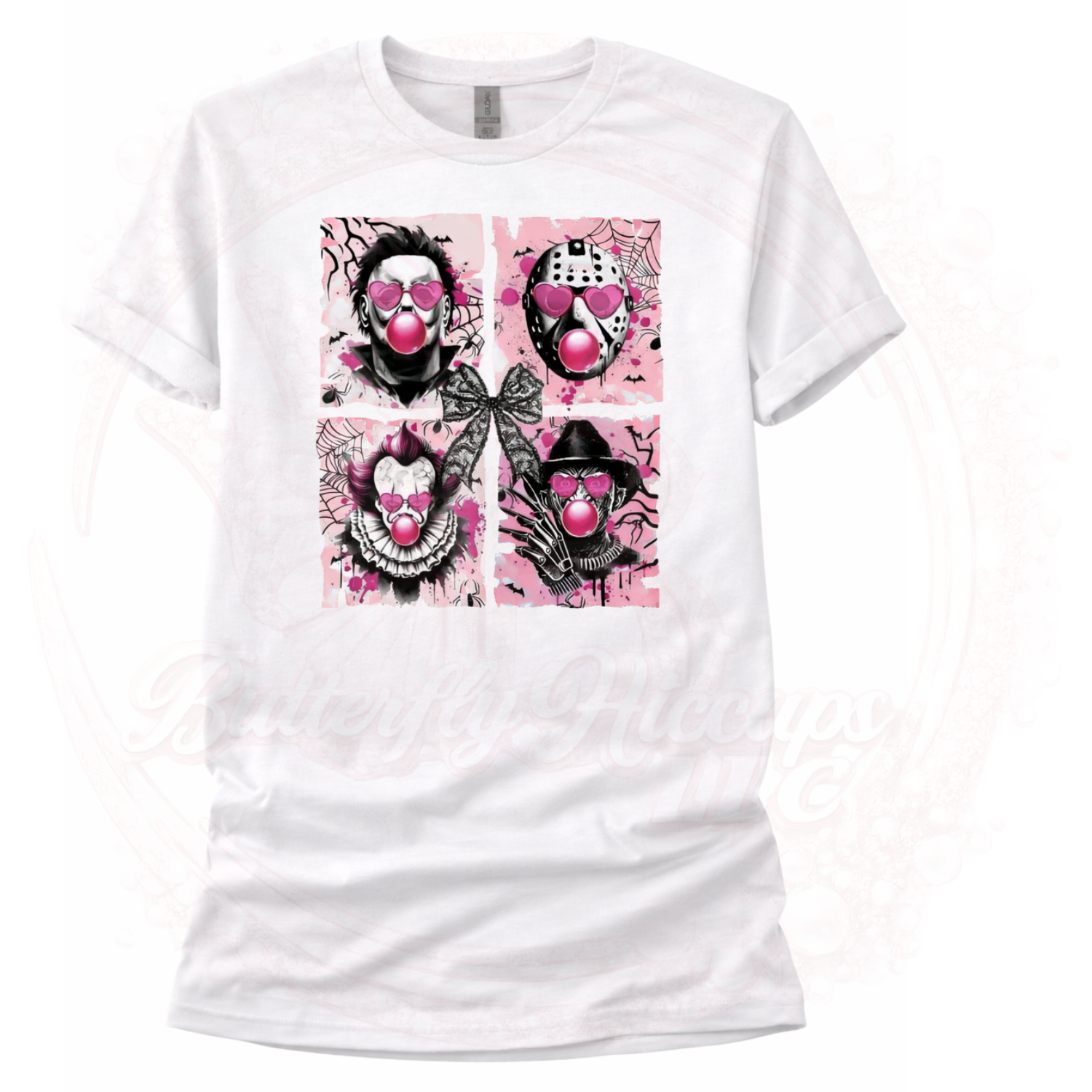 Horror Icons With Heart Glasses Graphic T-Shirt.png