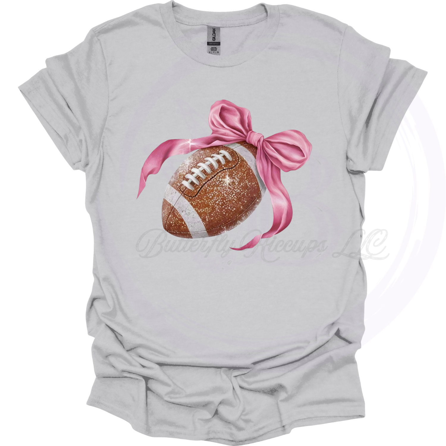 Sparkle Football & Pink Bow Tee