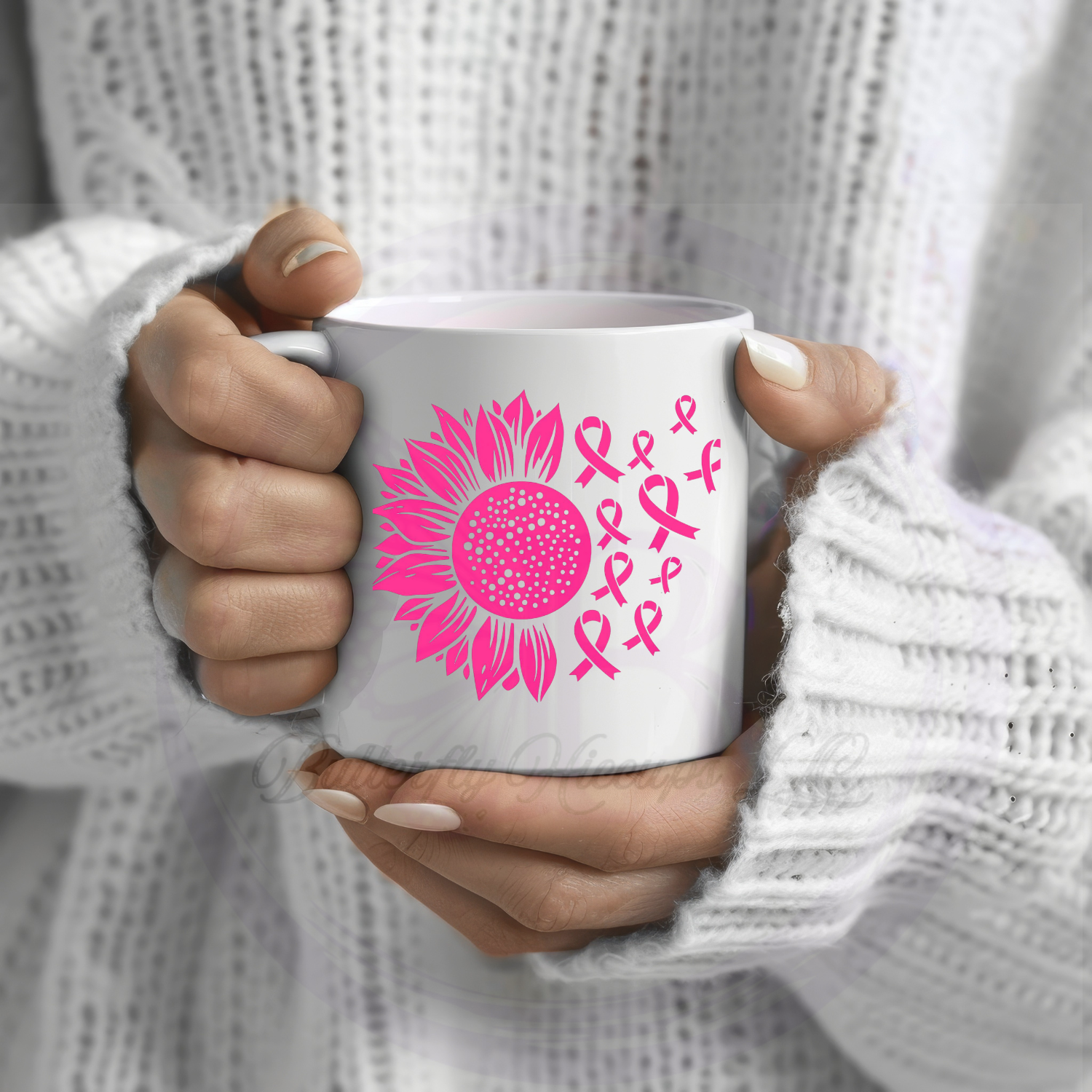 Pink Ribbon Sunflower Mug