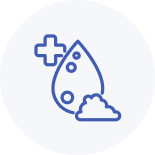 Icône médical représentant une goutte d'eau avec un symbole de santé et une masse flottante.