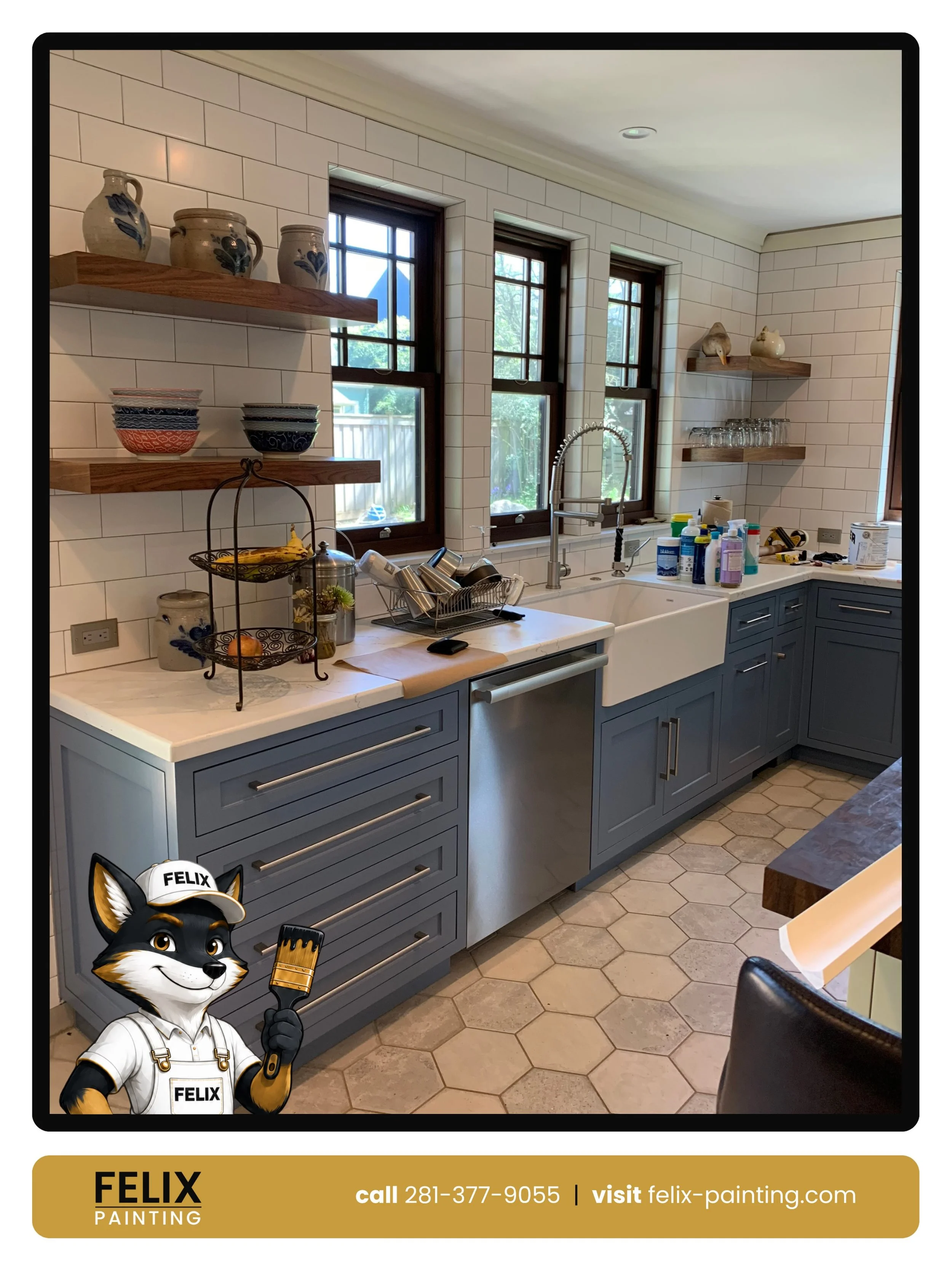 A kitchen can feel completely different with the right cabinet color.

This one has that clean, calm, put-together look without feeling overdone. That&rsquo;s always the goal with cabinet painting. Make the space feel newer, brighter, and more enjoya