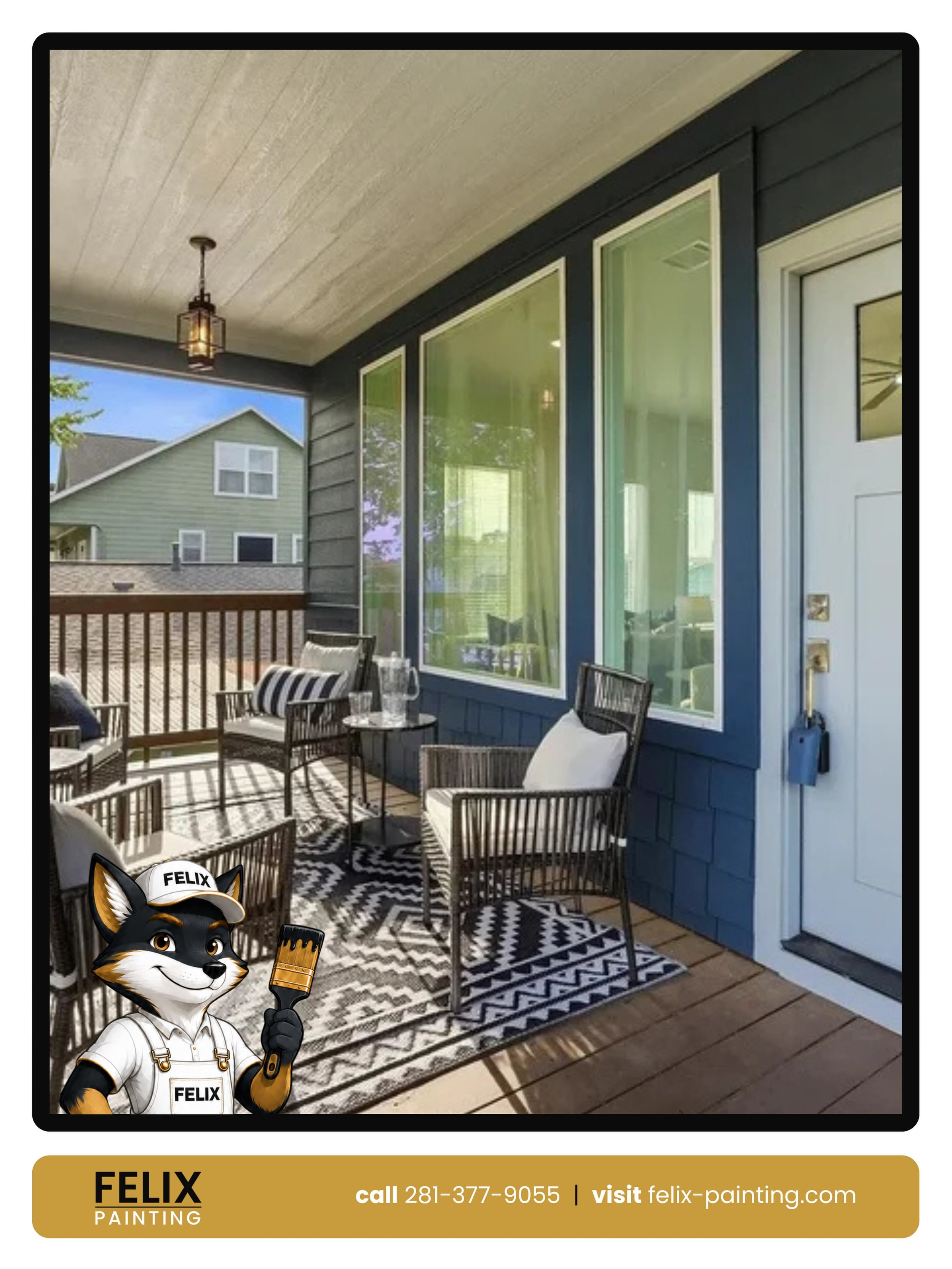 Outdoor spaces deserve attention too.

A fresh coat of paint can make a porch, patio, or exterior area feel more inviting and more finished.