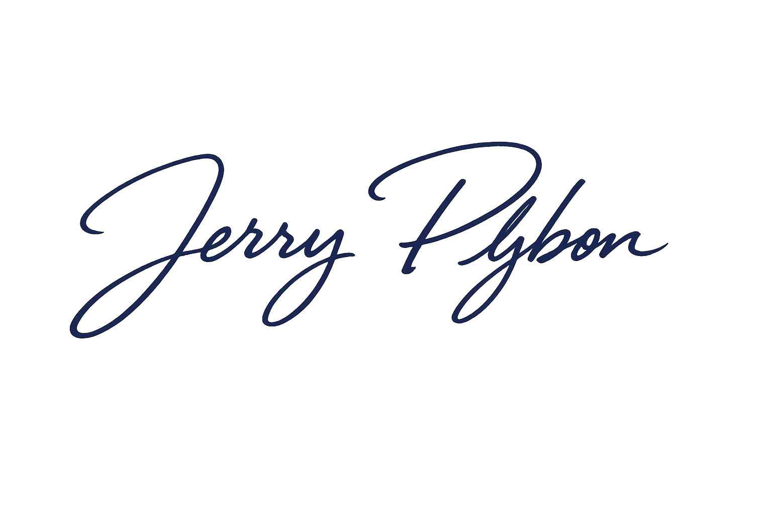 Signature-style text with the name 'Jerry Pybron' written in cursive, dark blue ink.