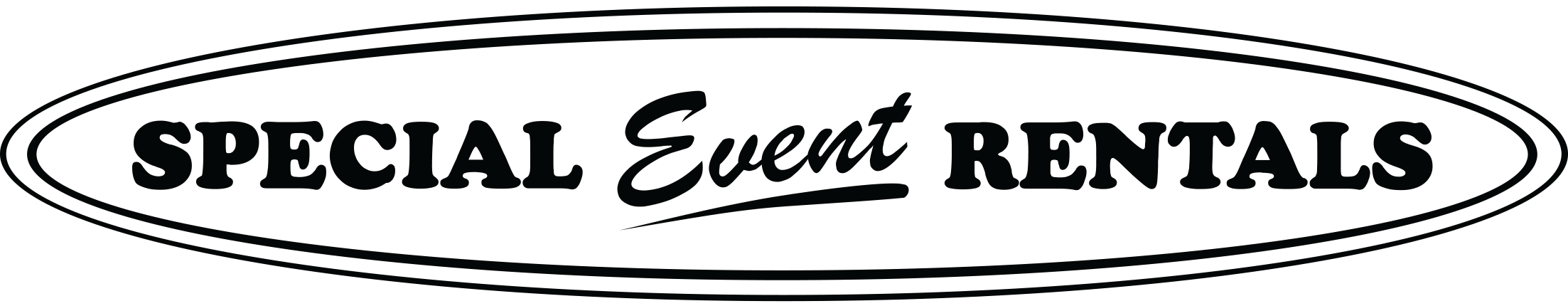 Logo for Special Event Rentals with black background and stylized text.