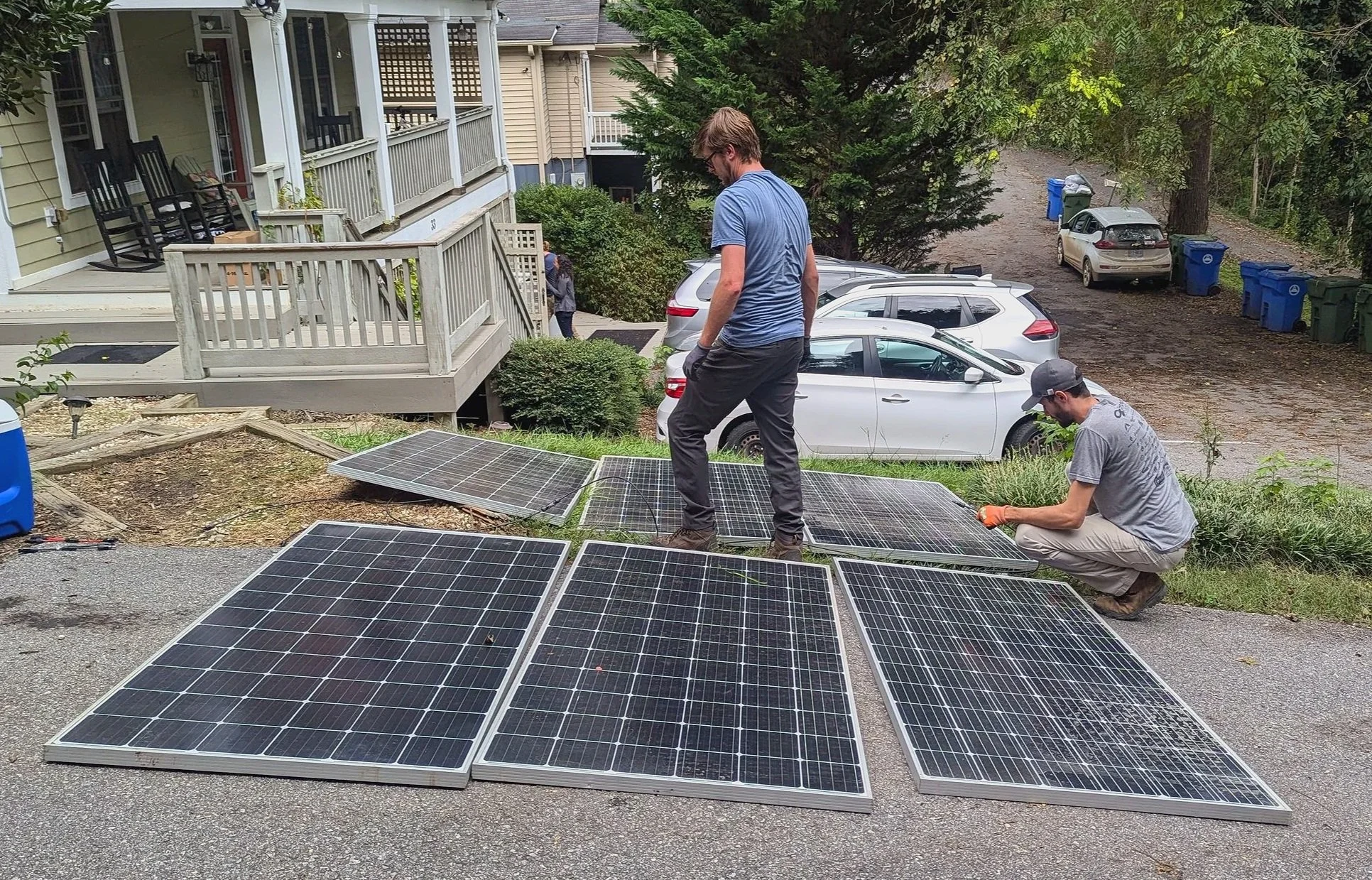 CSMG members installing solar panels after Helene.