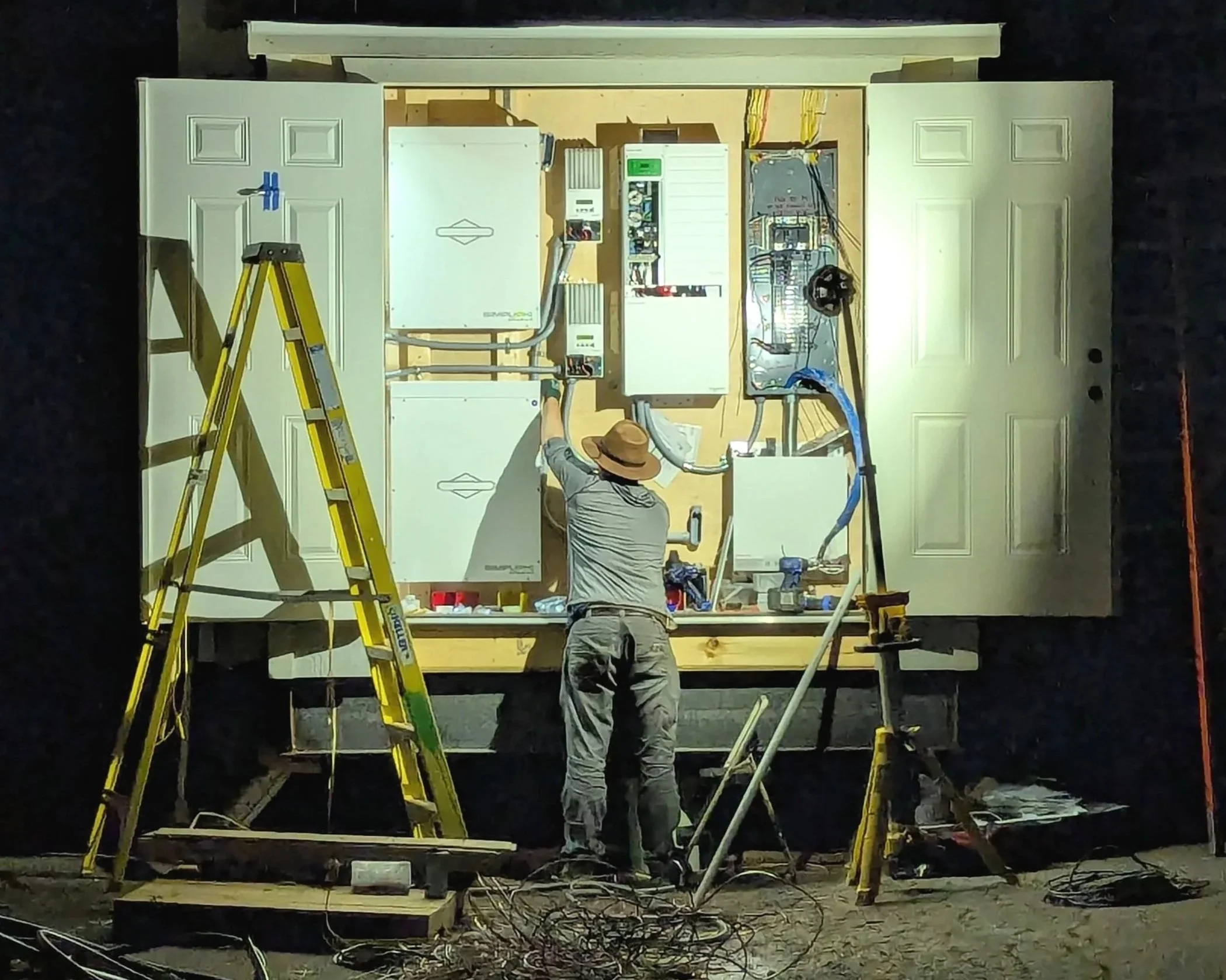 Installing the electric panels on CSMG Tiny House project in conjunction with WWC.